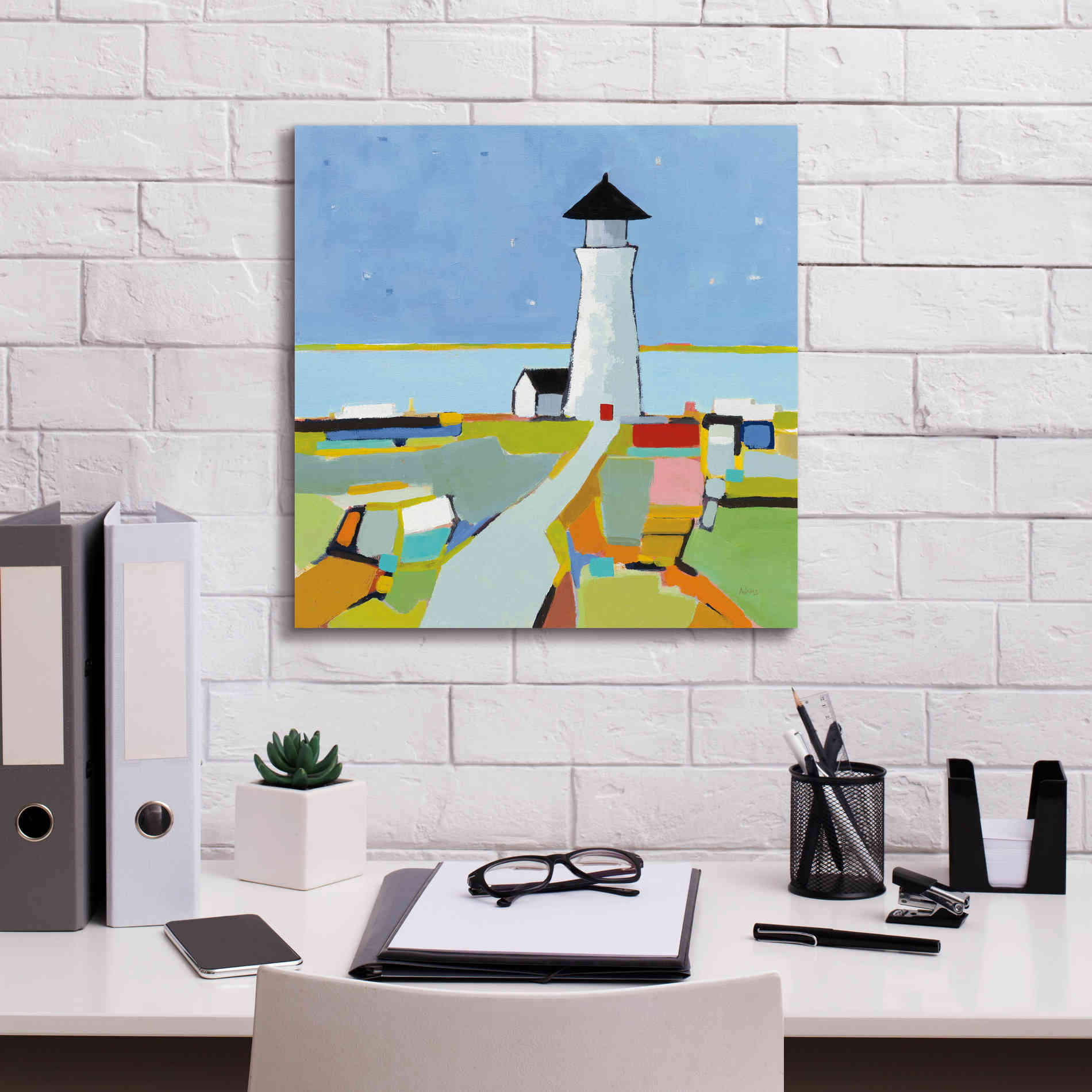'To the Lighthouse' by Phyllis Adams, Canvas Wall Art,18 x 18