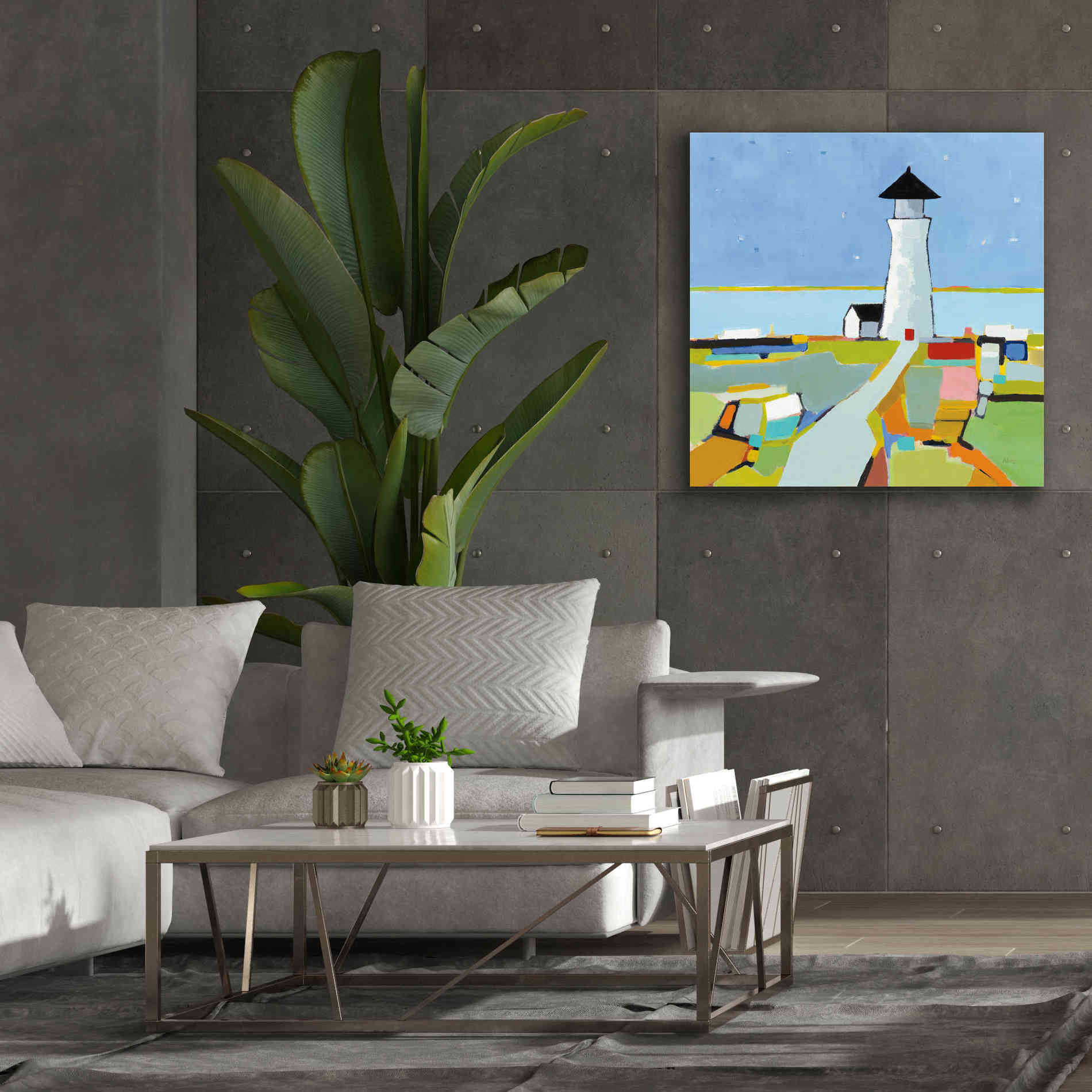 'To the Lighthouse' by Phyllis Adams, Canvas Wall Art,37 x 37