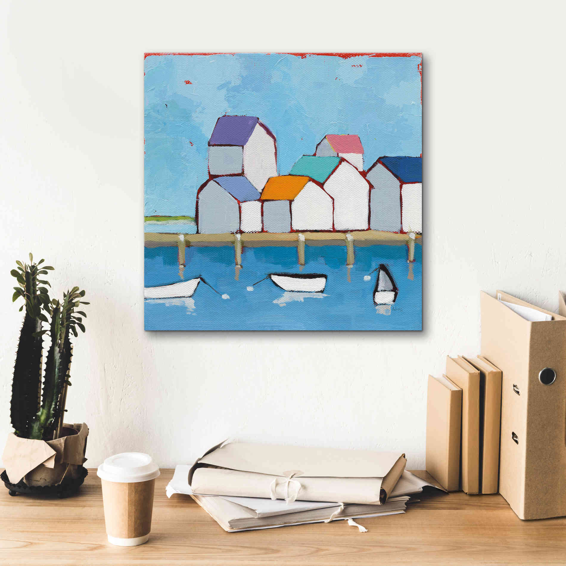 'The Wharf' by Phyllis Adams, Canvas Wall Art,18 x 18