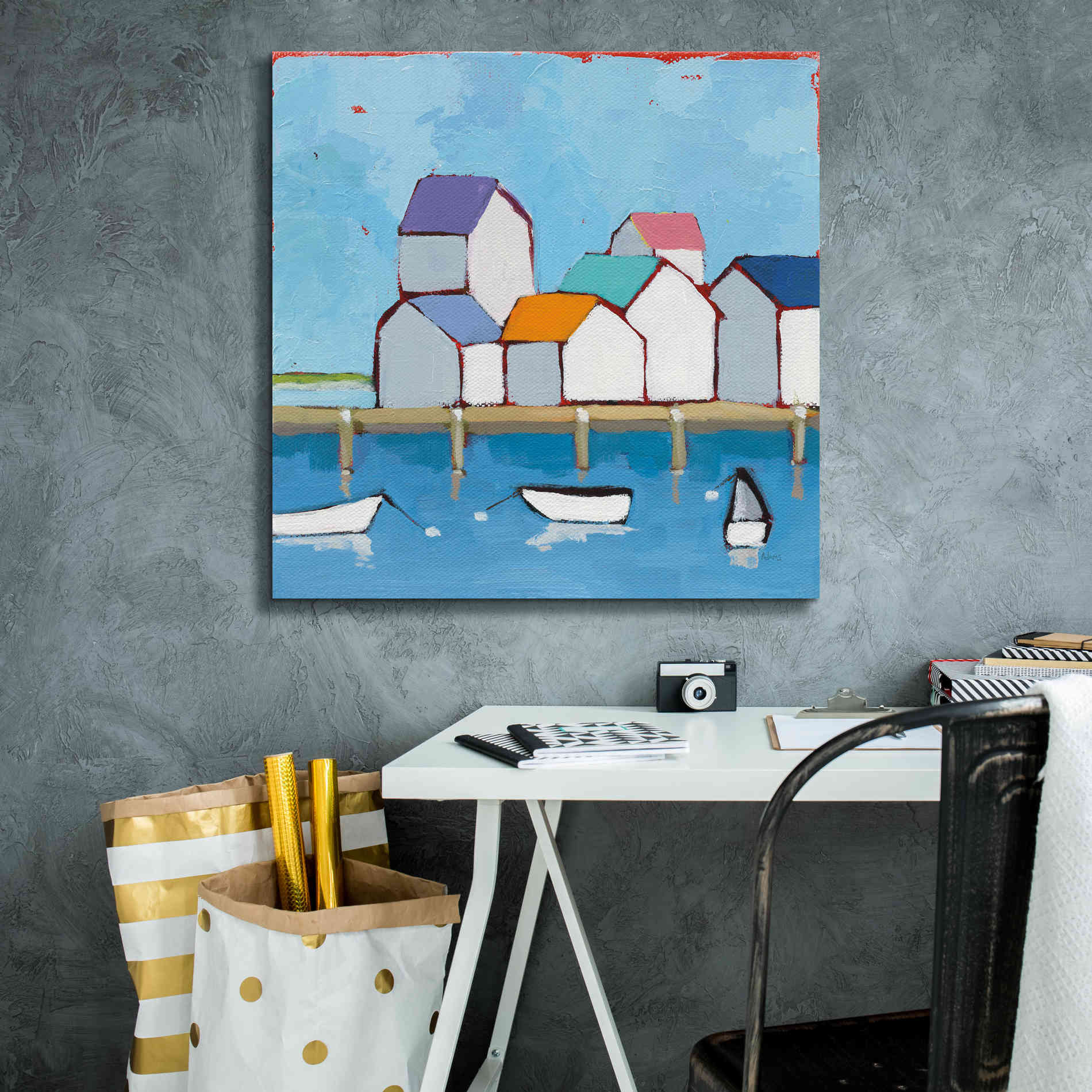 'The Wharf' by Phyllis Adams, Canvas Wall Art,26 x 26