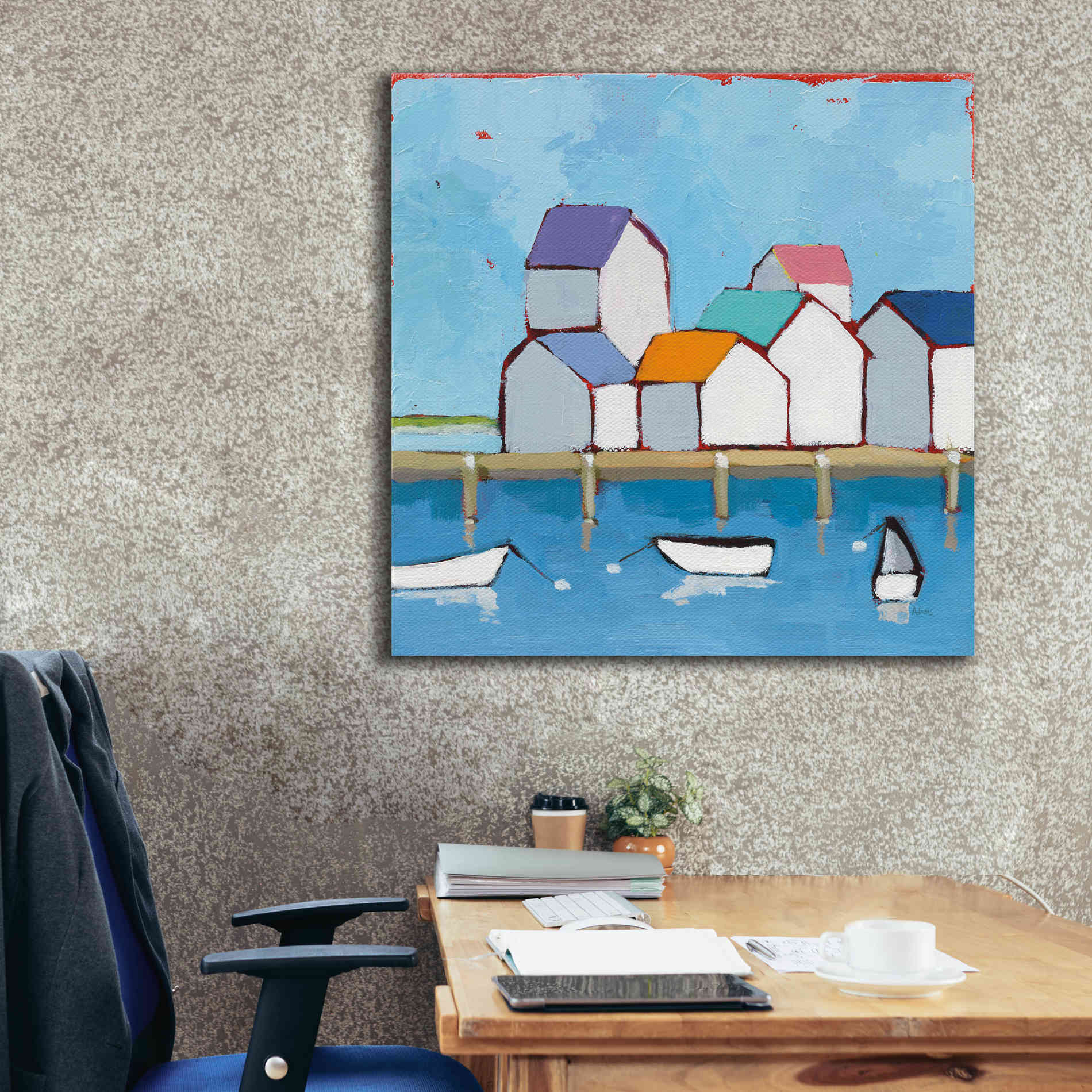 'The Wharf' by Phyllis Adams, Canvas Wall Art,37 x 37