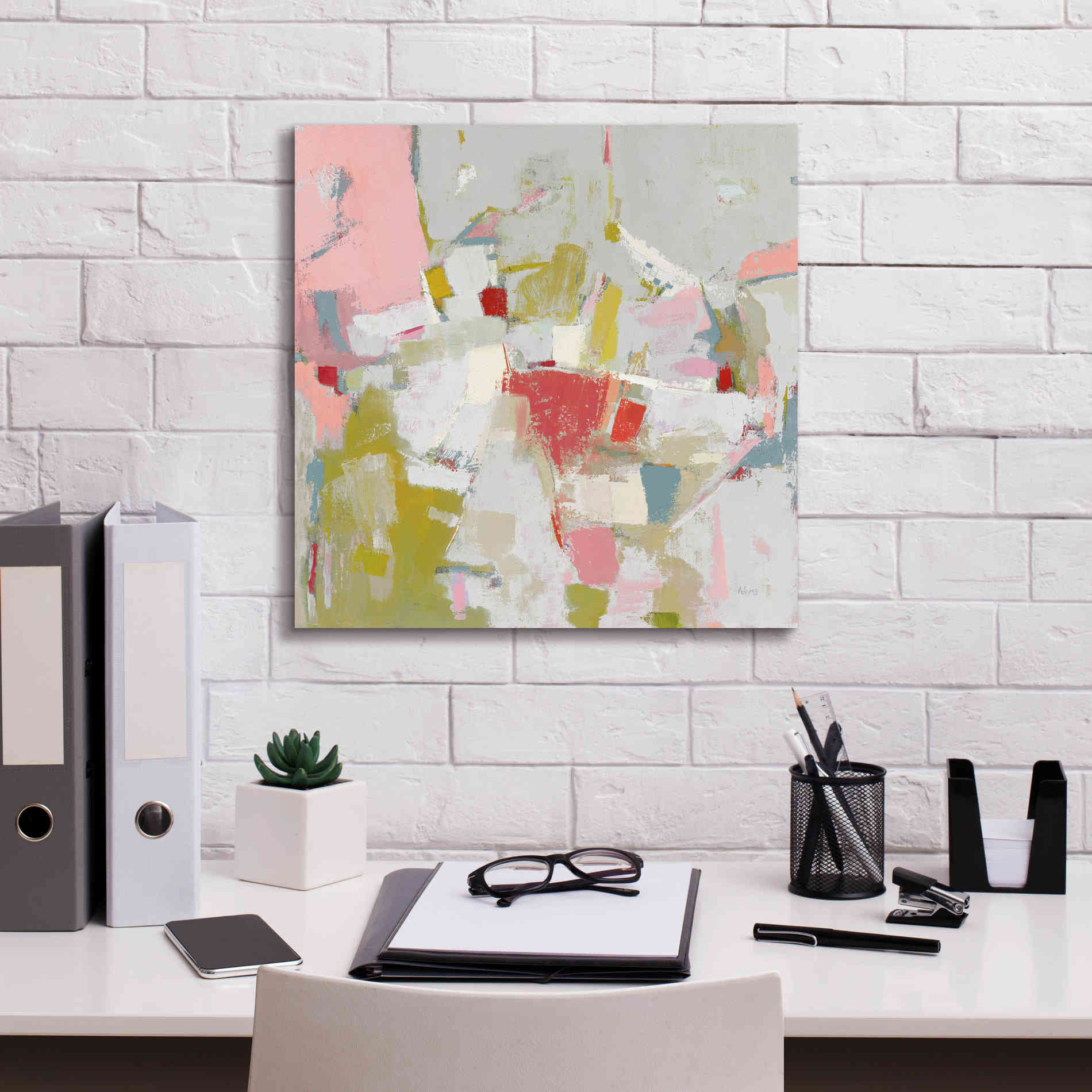 'And All That Jazz Pink' by Phyllis Adams, Canvas Wall Art,18 x 18