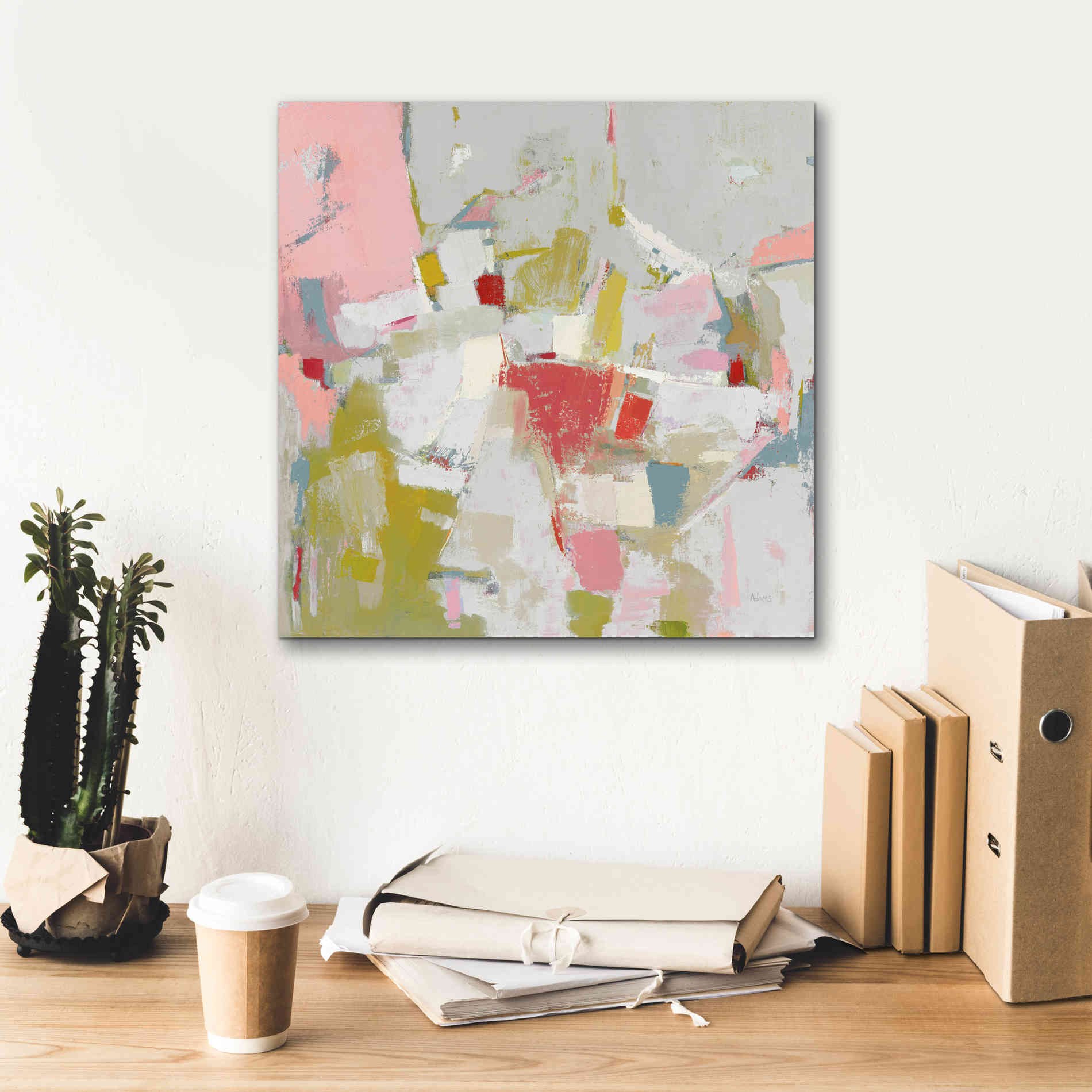 'And All That Jazz Pink' by Phyllis Adams, Canvas Wall Art,18 x 18