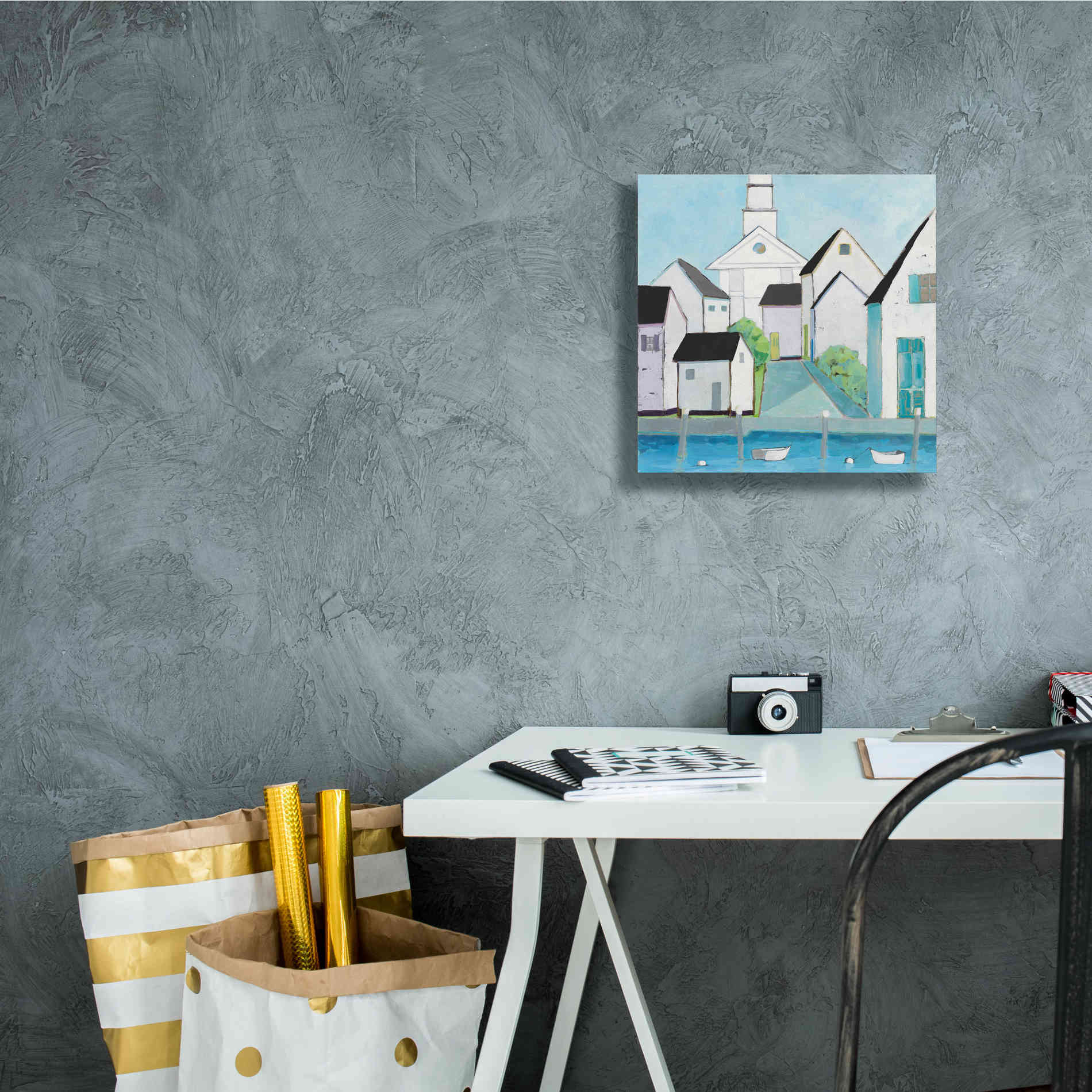 'Harbor Town III No Sign Light' by Phyllis Adams, Canvas Wall Art,12 x 12