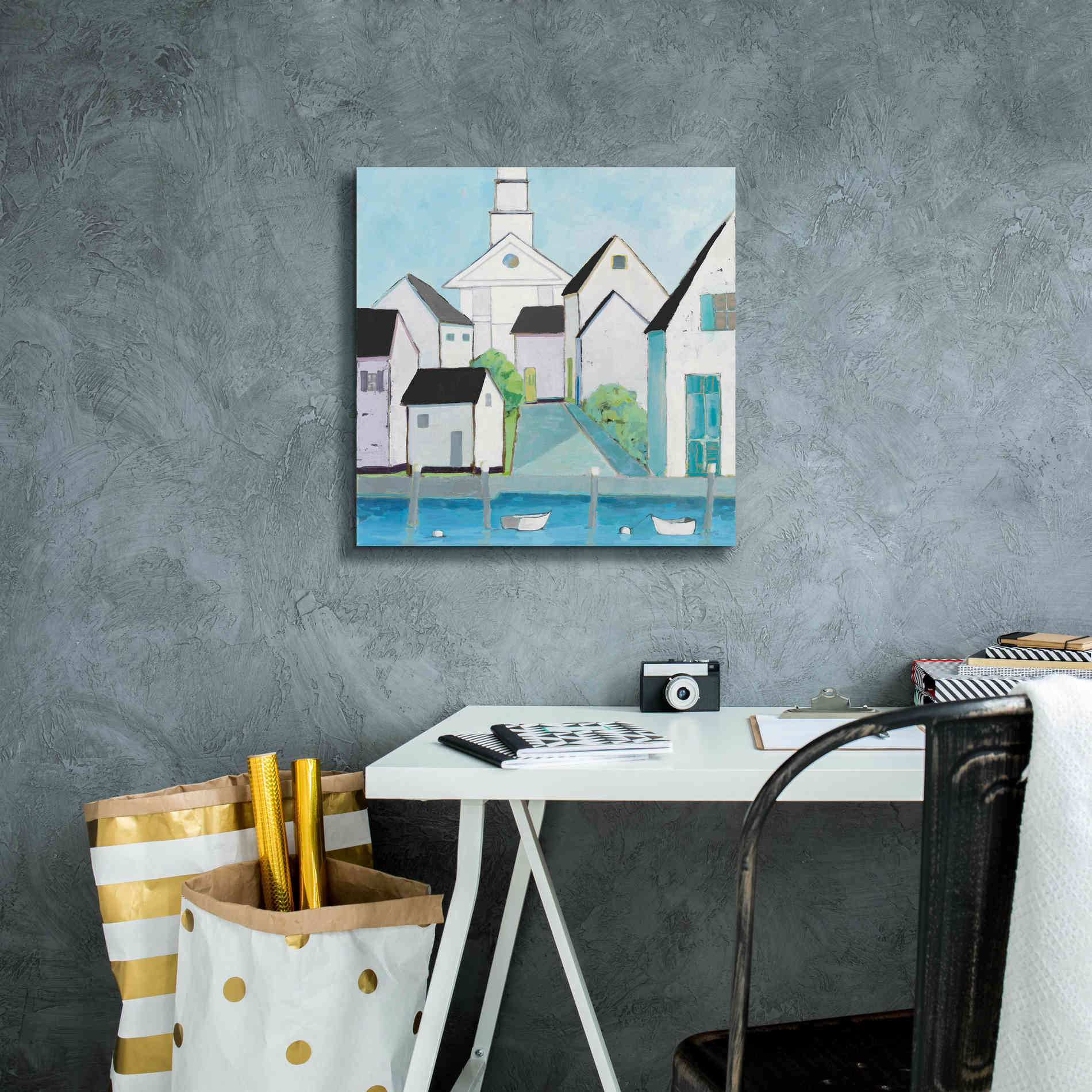 'Harbor Town III No Sign Light' by Phyllis Adams, Canvas Wall Art,18 x 18