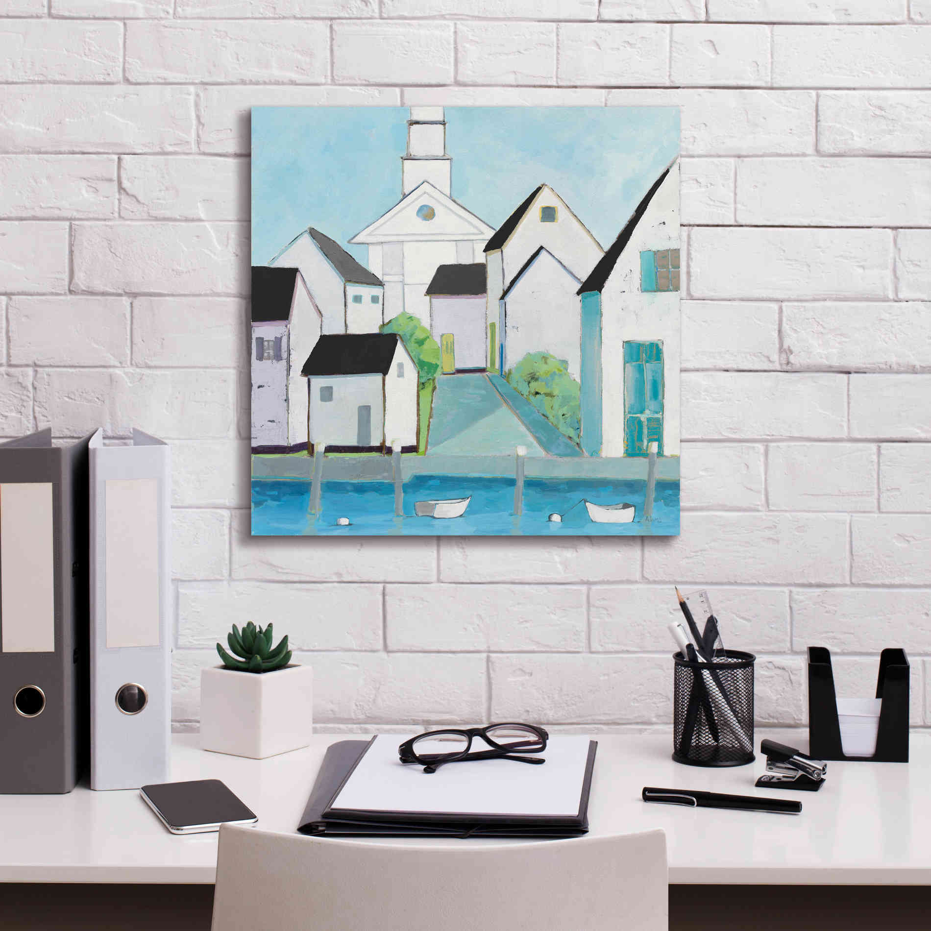 'Harbor Town III No Sign Light' by Phyllis Adams, Canvas Wall Art,18 x 18