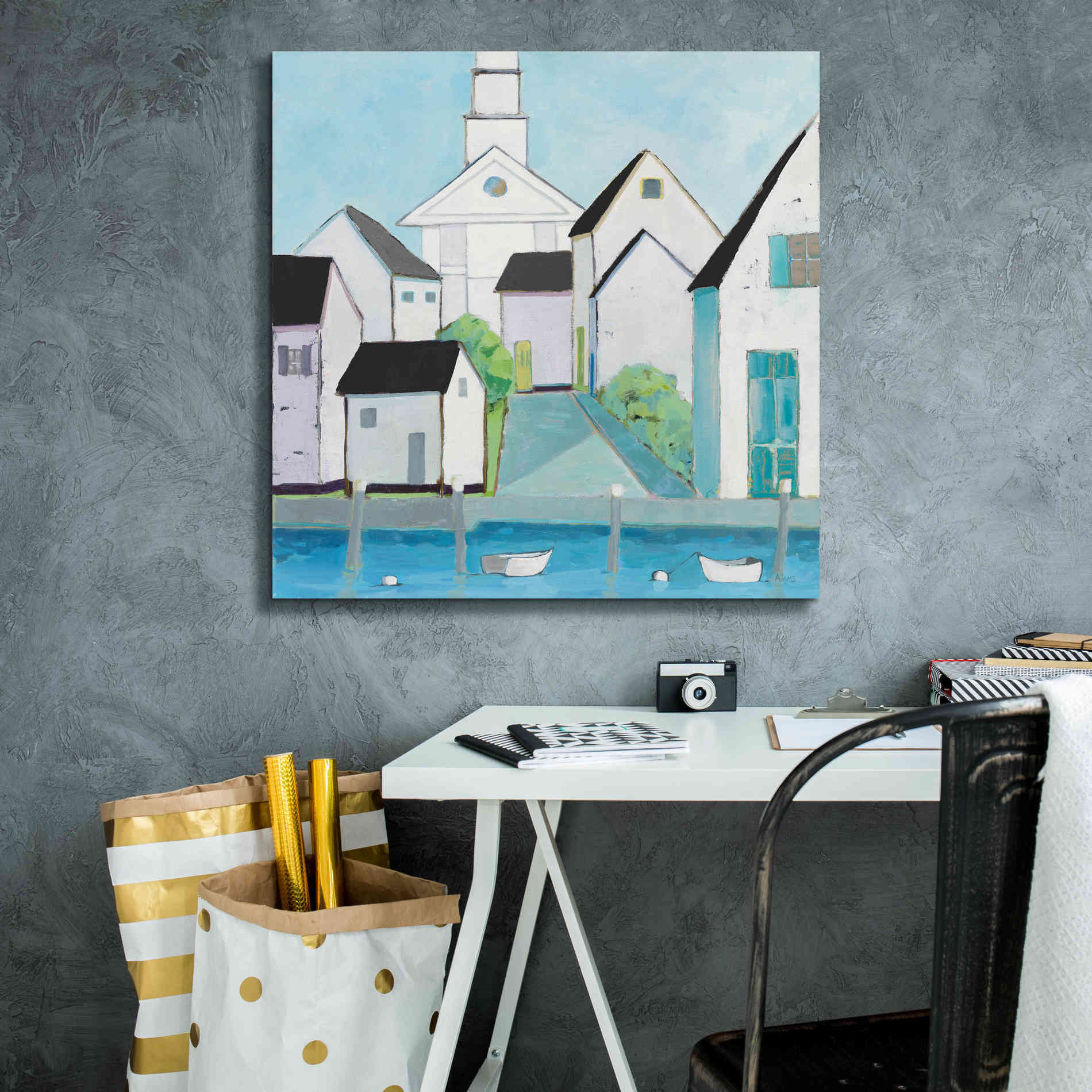 'Harbor Town III No Sign Light' by Phyllis Adams, Canvas Wall Art,26 x 26