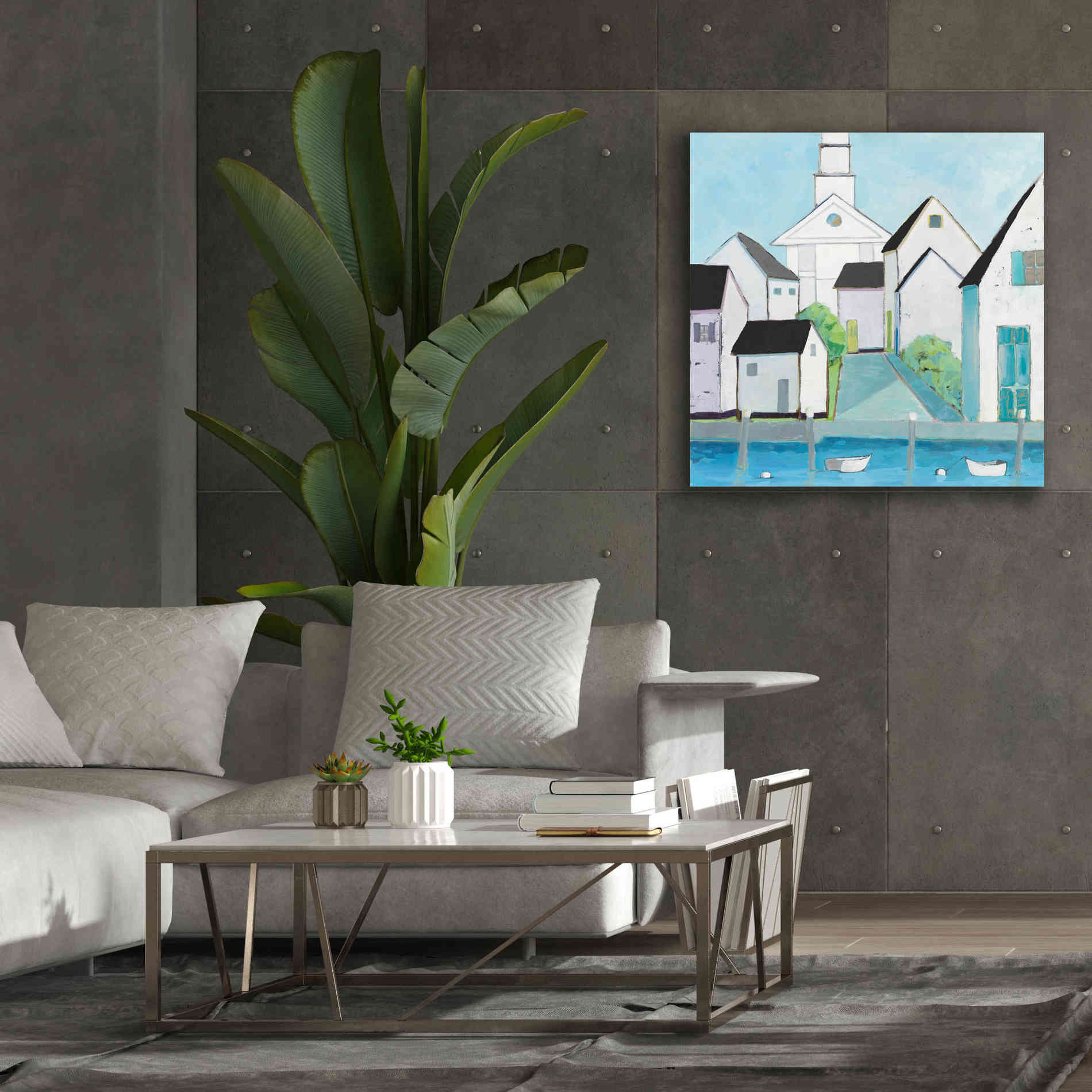 'Harbor Town III No Sign Light' by Phyllis Adams, Canvas Wall Art,37 x 37