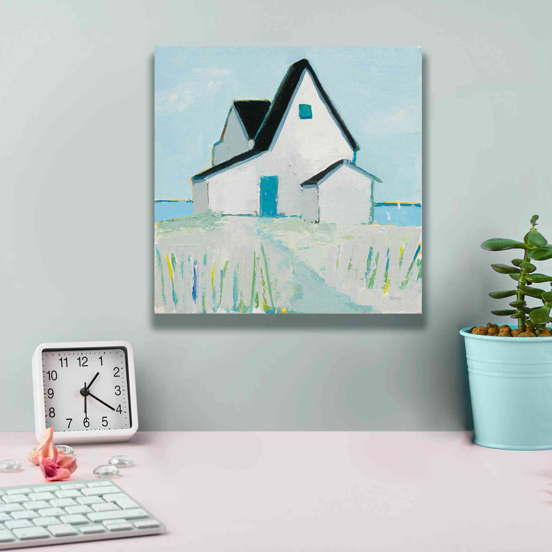 'Cottage by the Sea Neutral' by Phyllis Adams, Canvas Wall Art,12 x 12