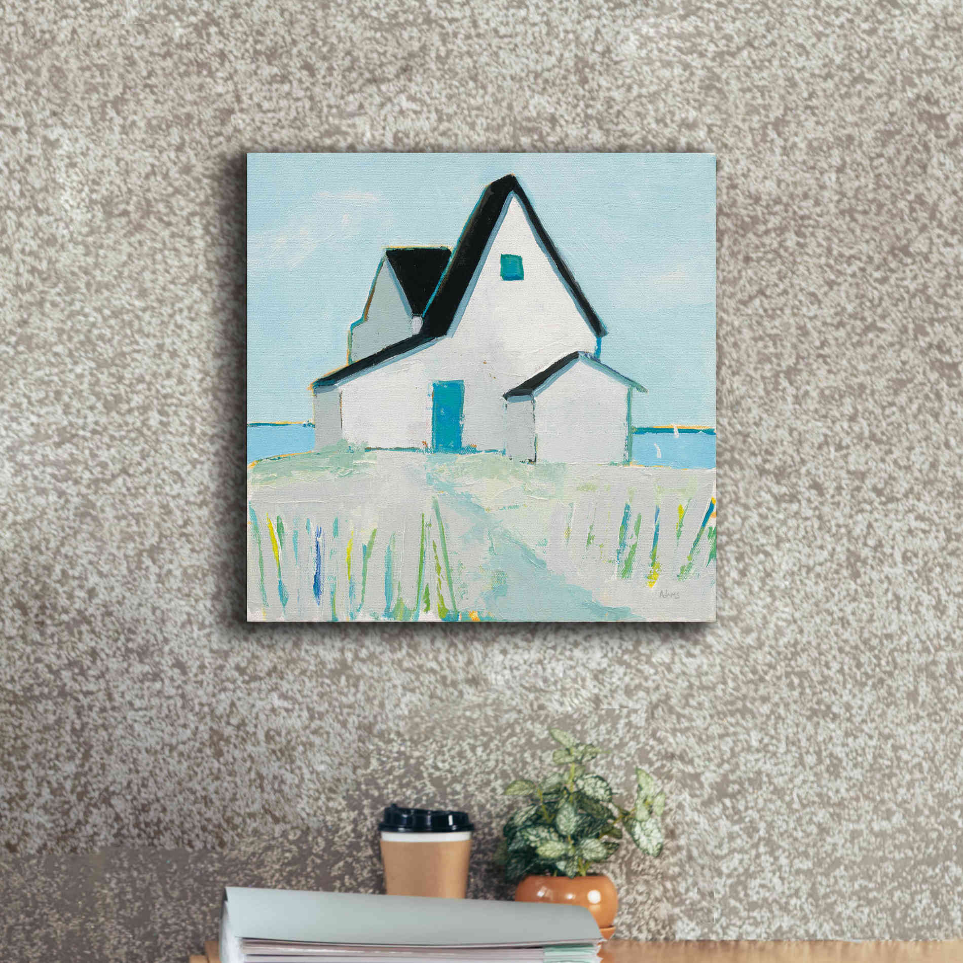 'Cottage by the Sea Neutral' by Phyllis Adams, Canvas Wall Art,18 x 18