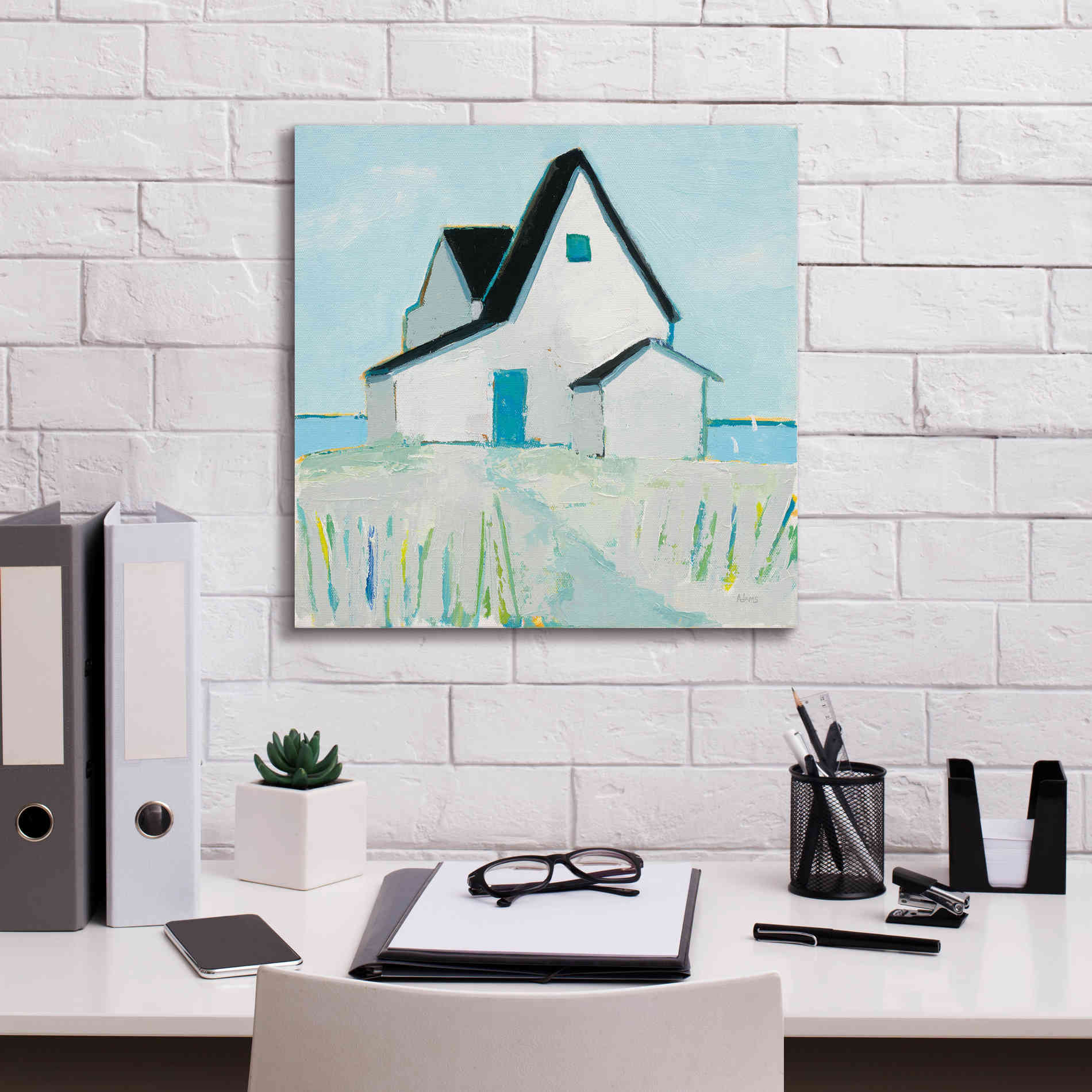 'Cottage by the Sea Neutral' by Phyllis Adams, Canvas Wall Art,18 x 18