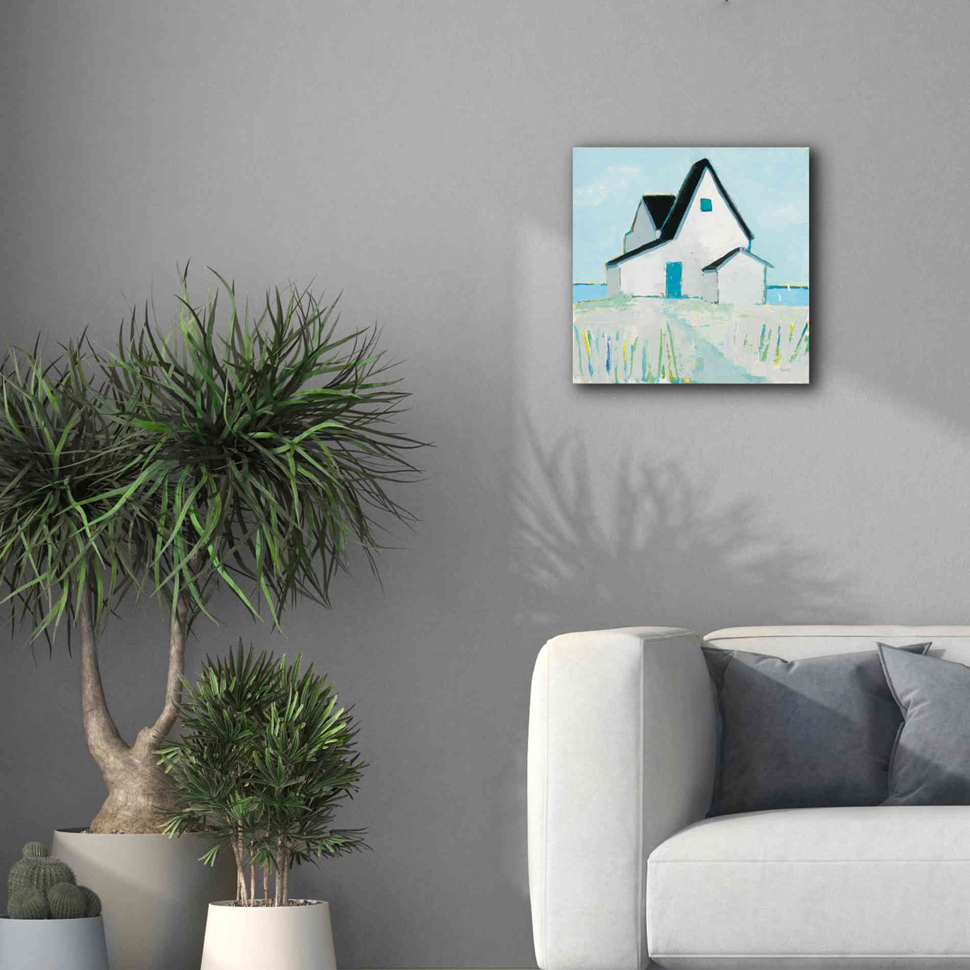 'Cottage by the Sea Neutral' by Phyllis Adams, Canvas Wall Art,18 x 18