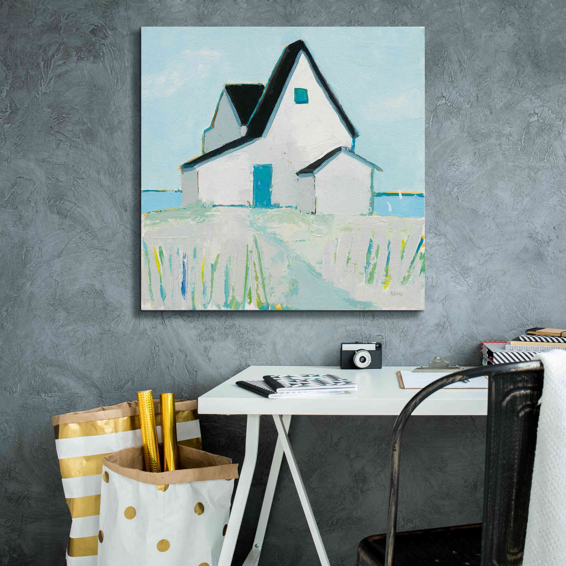 'Cottage by the Sea Neutral' by Phyllis Adams, Canvas Wall Art,26 x 26