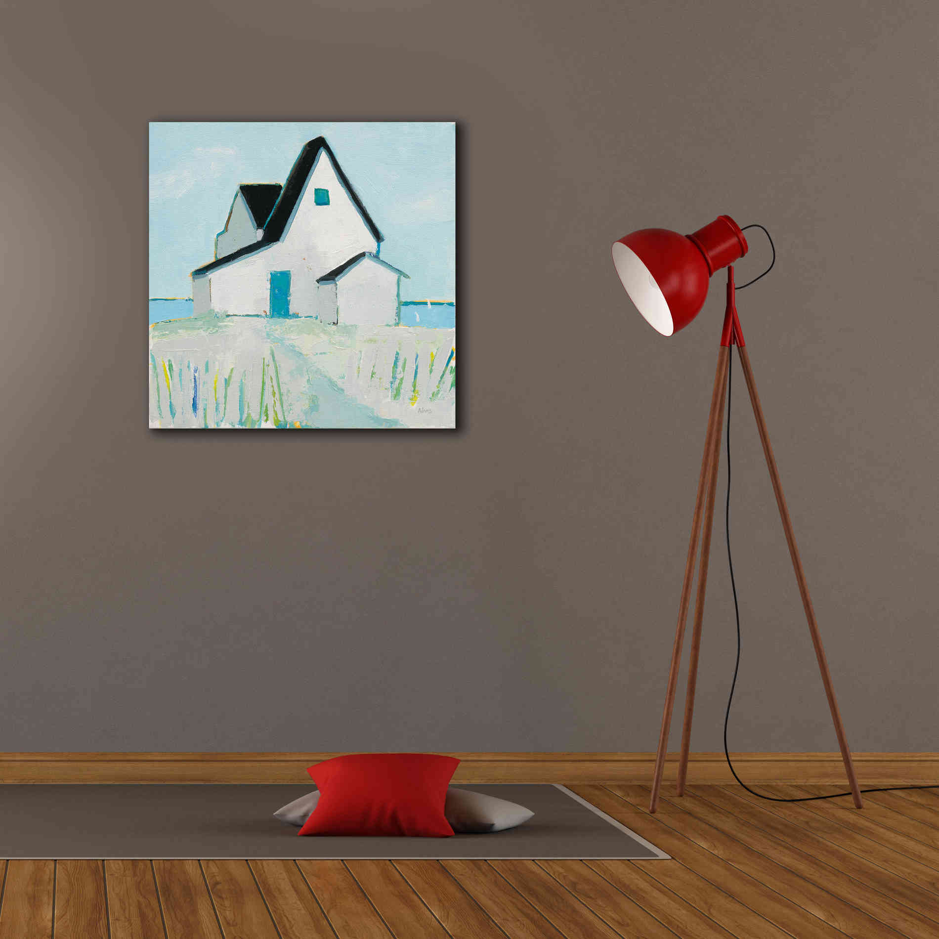 'Cottage by the Sea Neutral' by Phyllis Adams, Canvas Wall Art,26 x 26