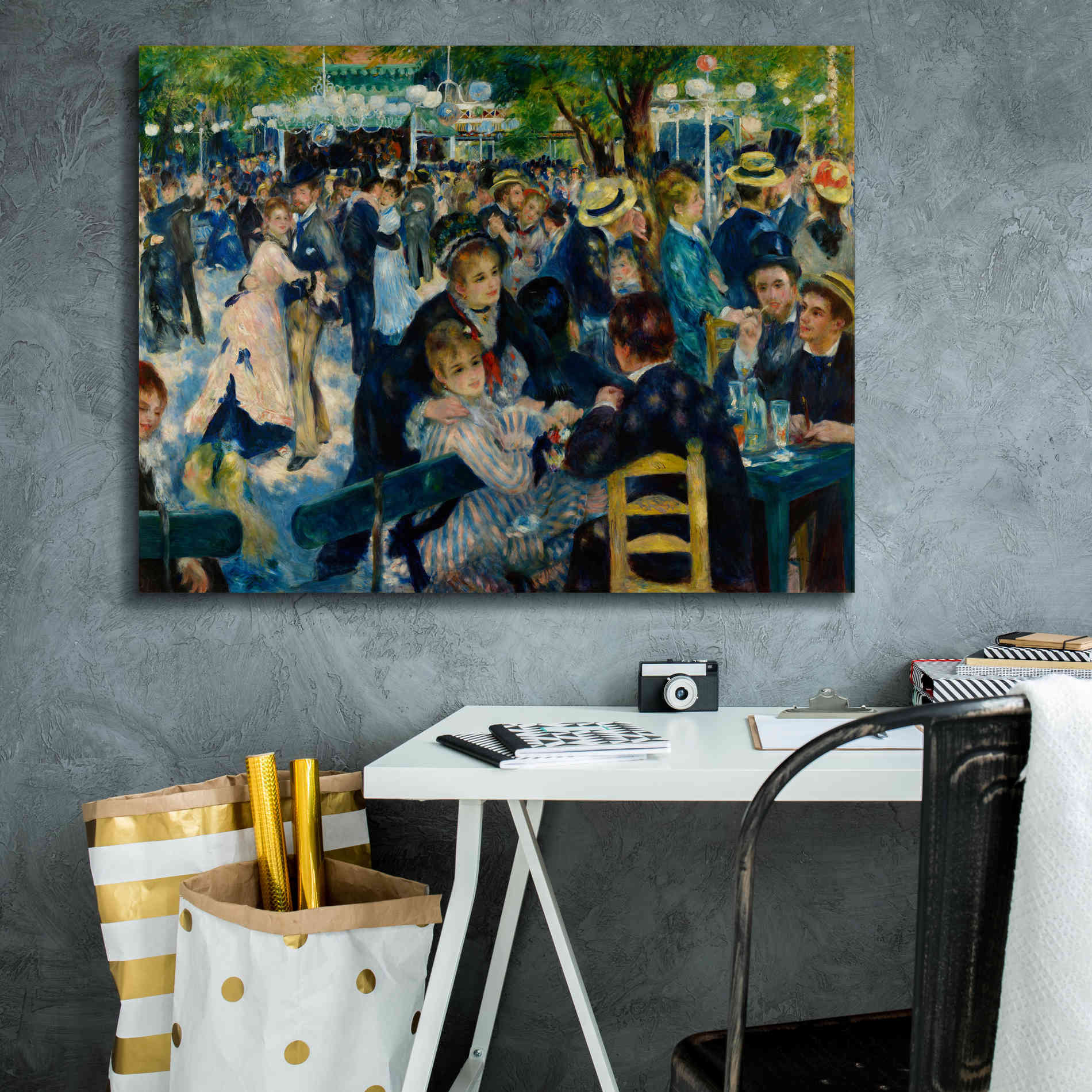 'Dance at Le moulin de la Galette' by Pierre-Auguste Renoir,  Canvas Wall Art,34 x 26