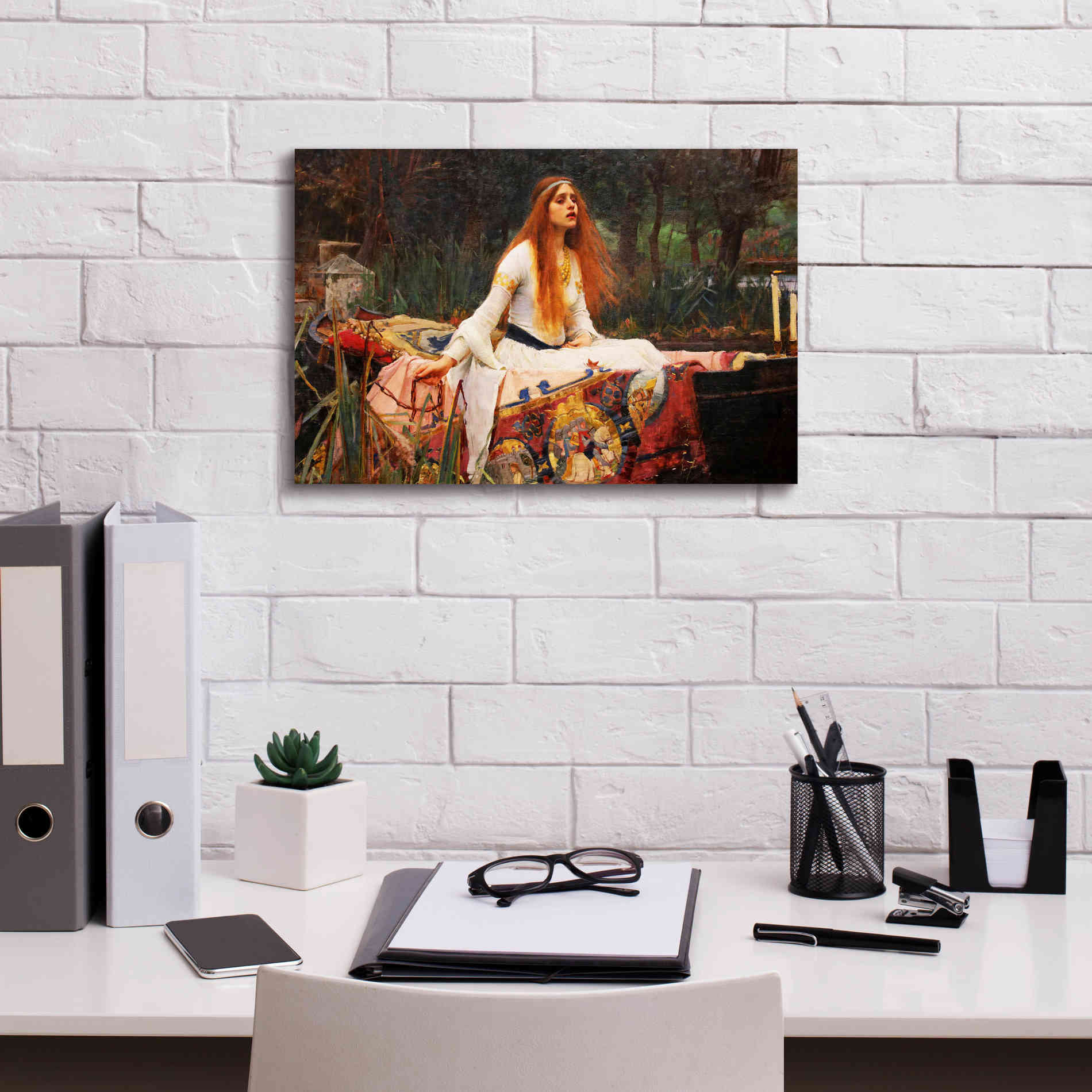 'The Lady of Shalott' by John William Waterhouse, Canvas Wall Art,18 x 12