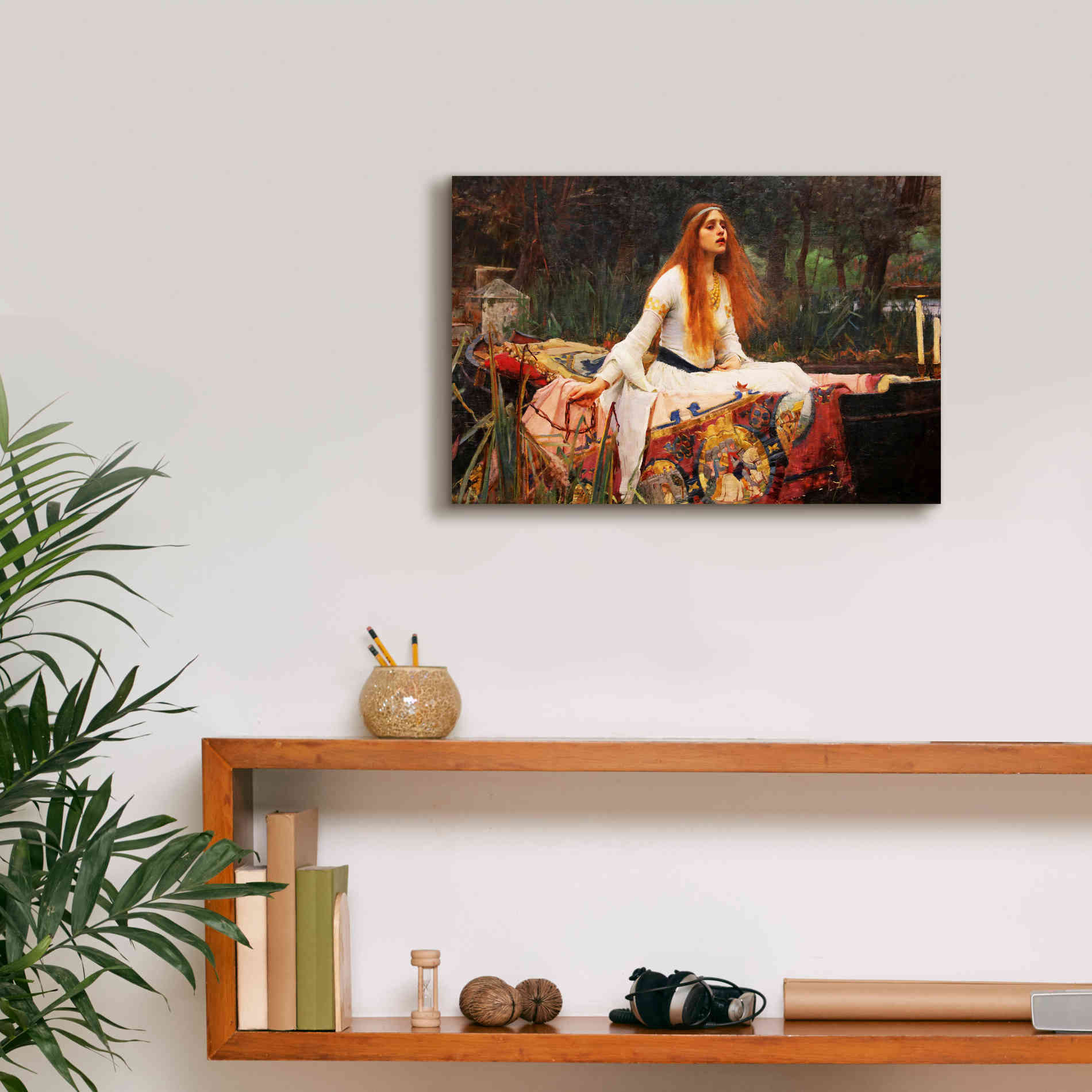 'The Lady of Shalott' by John William Waterhouse, Canvas Wall Art,18 x 12