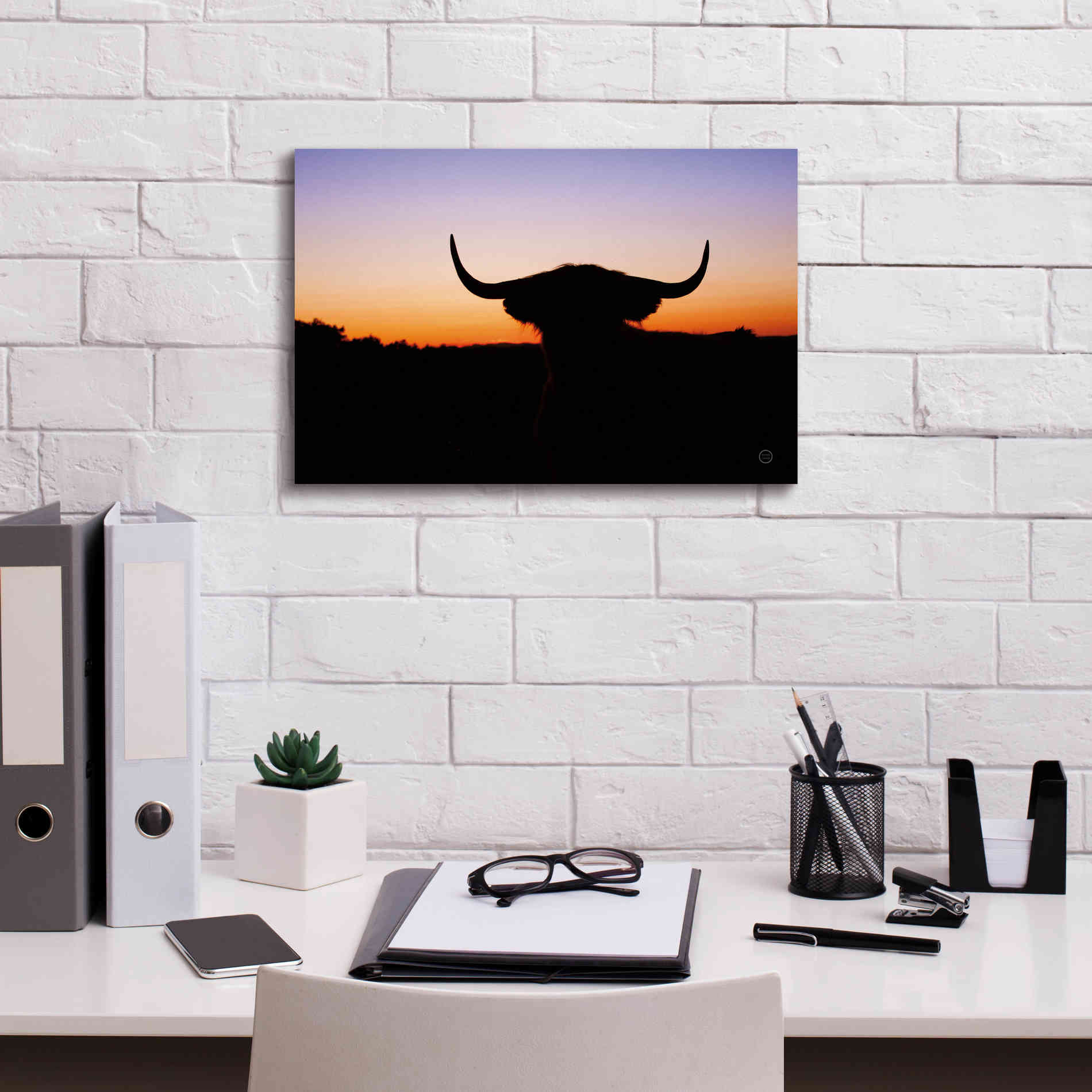 'Bull Set' by Nathan Larson, Canvas Wall Art,18 x 12