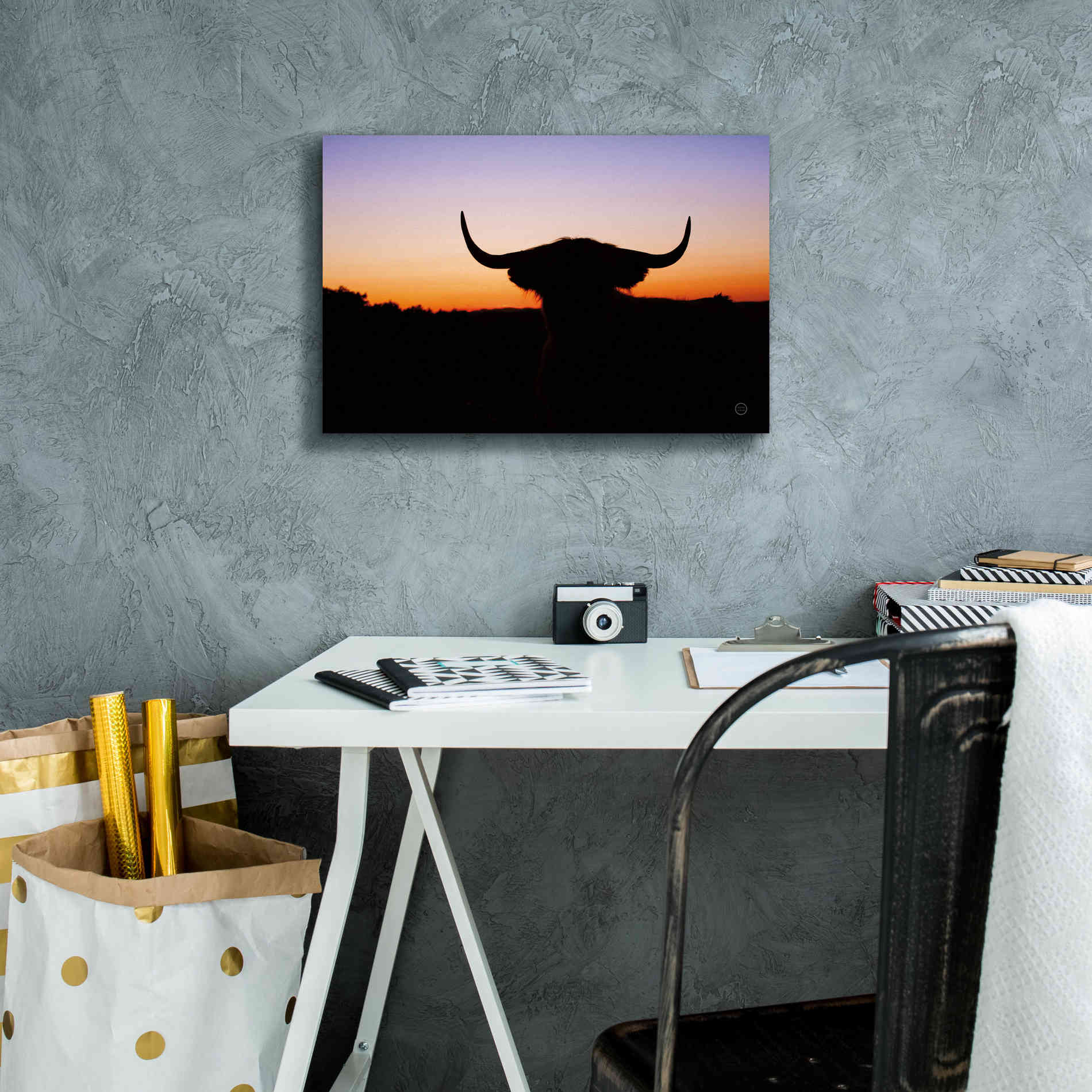 'Bull Set' by Nathan Larson, Canvas Wall Art,18 x 12