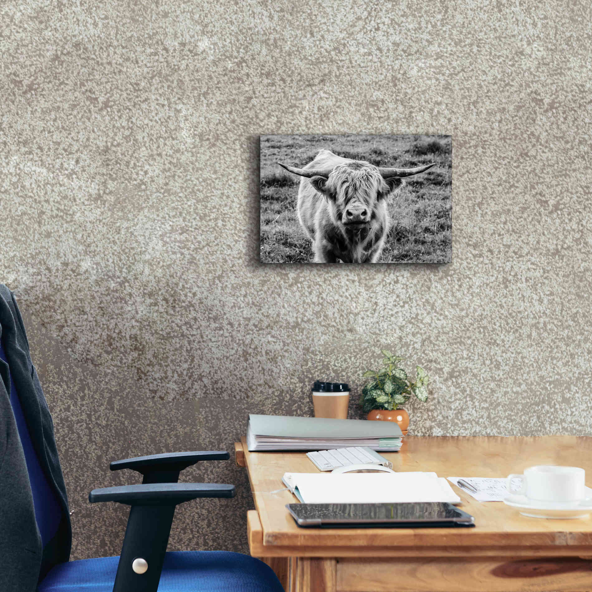 'Highland Cow Staring Contest' by Nathan Larson, Canvas Wall Art,18 x 12