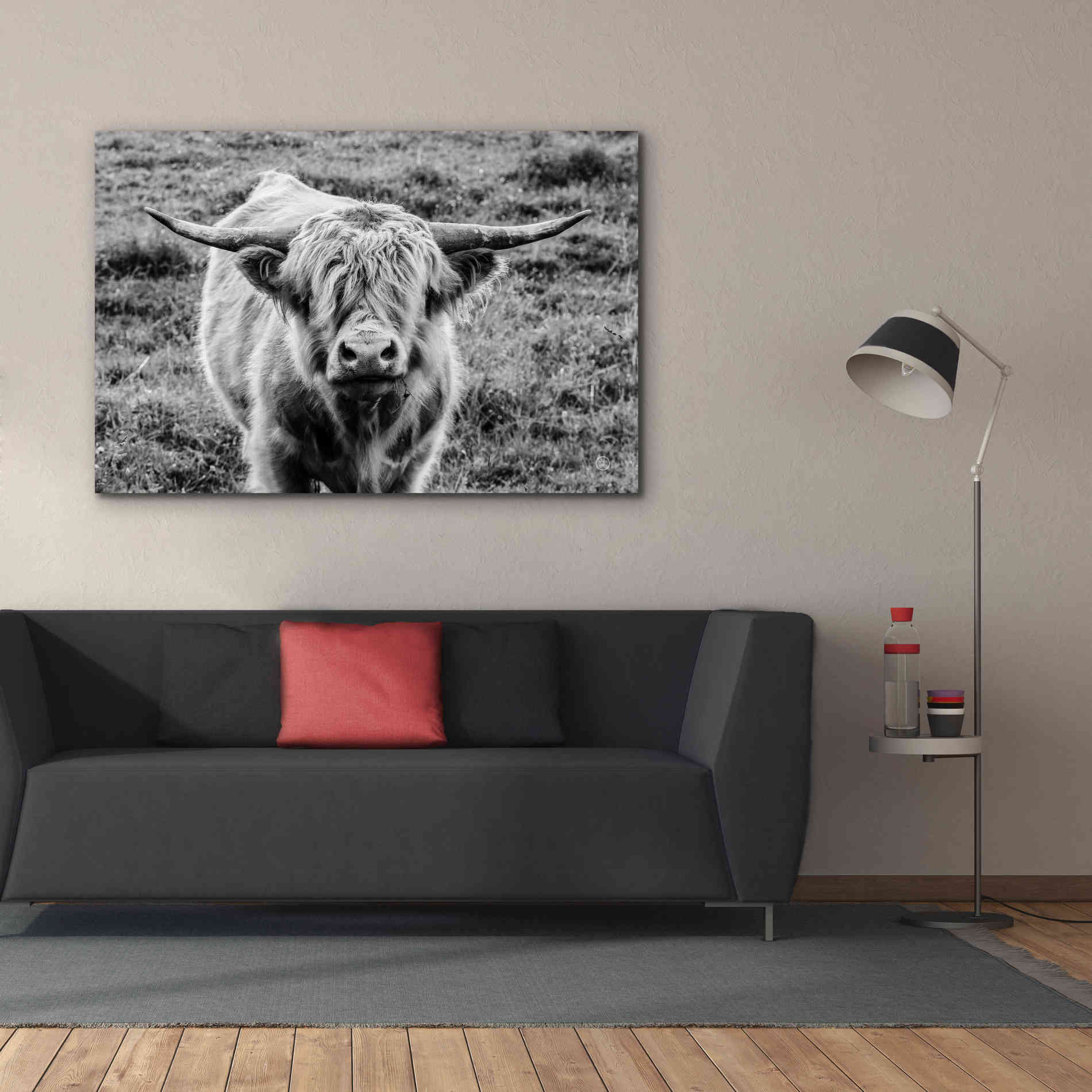 'Highland Cow Staring Contest' by Nathan Larson, Canvas Wall Art,60 x 40