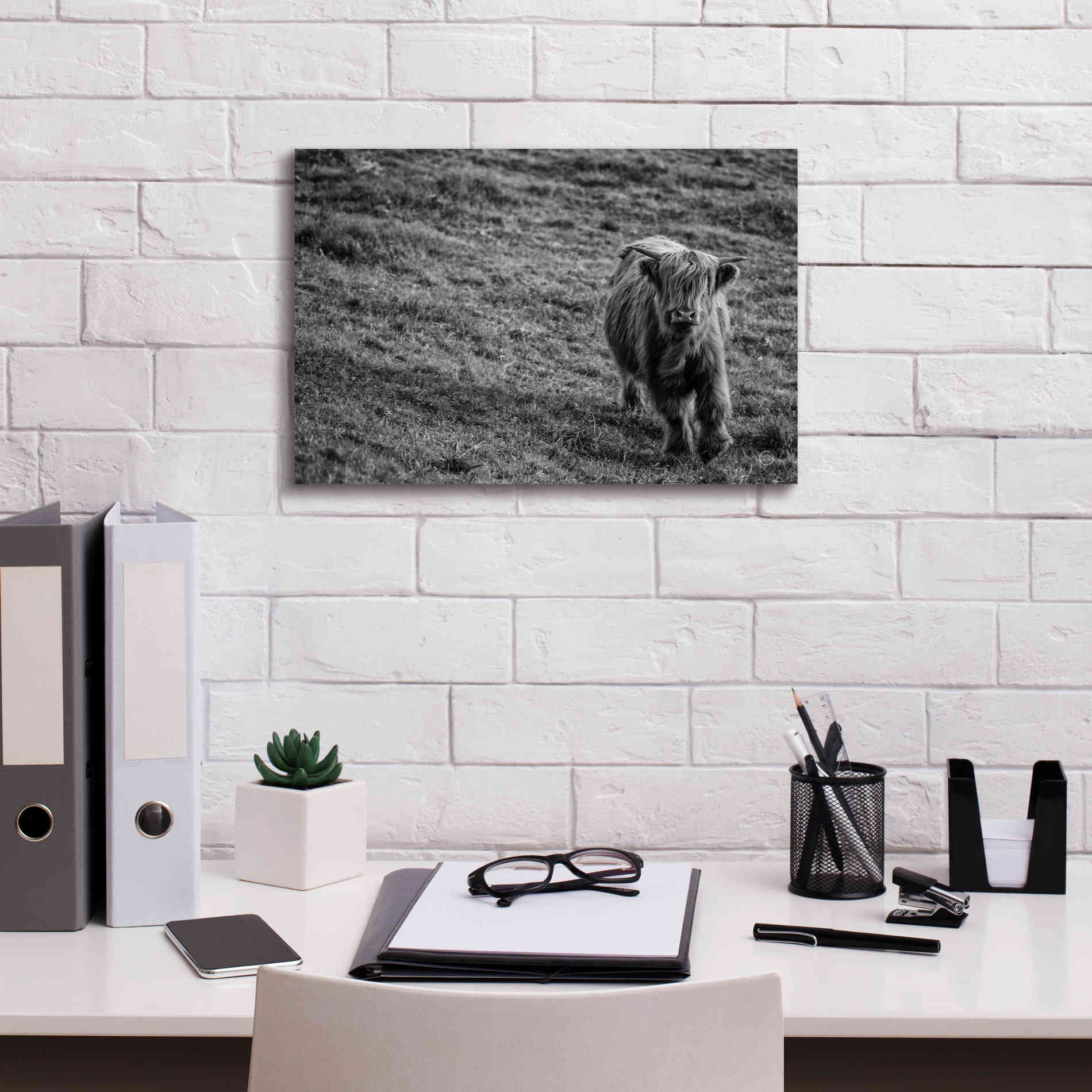 'Highland Cow Calf in the Wind' by Nathan Larson, Canvas Wall Art,18 x 12