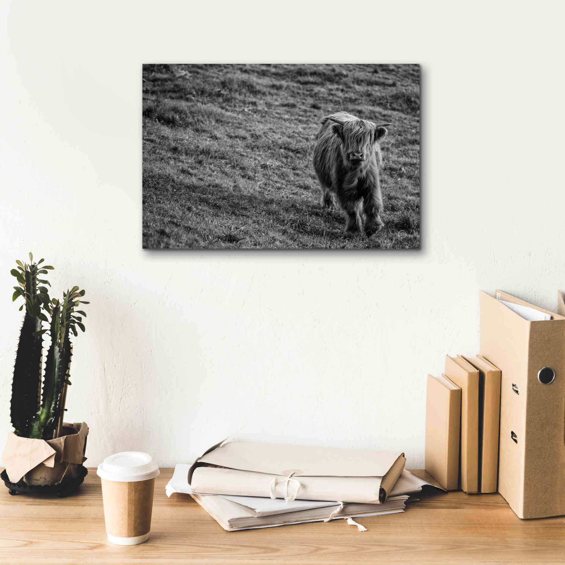 'Highland Cow Calf in the Wind' by Nathan Larson, Canvas Wall Art,18 x 12