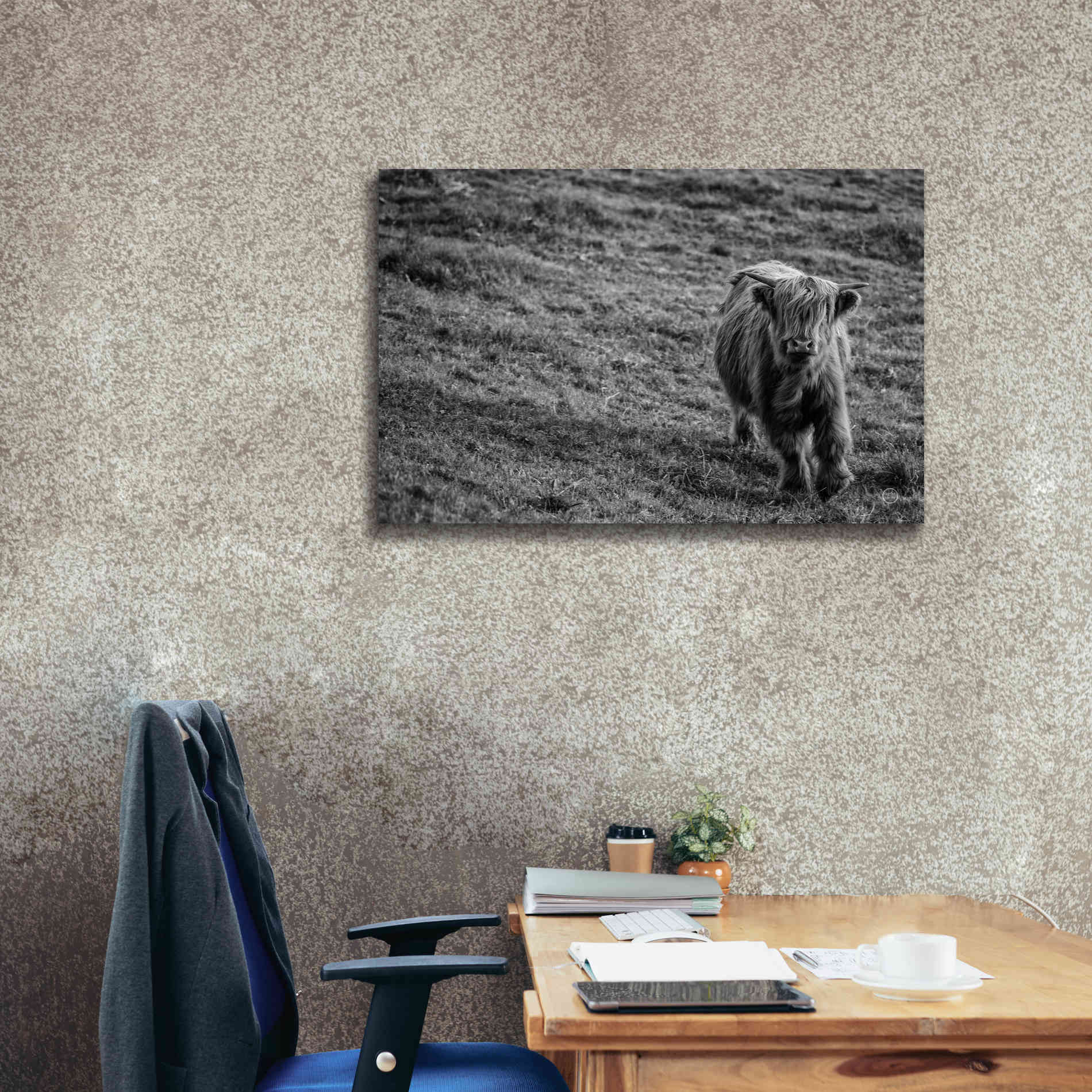 'Highland Cow Calf in the Wind' by Nathan Larson, Canvas Wall Art,40 x 26