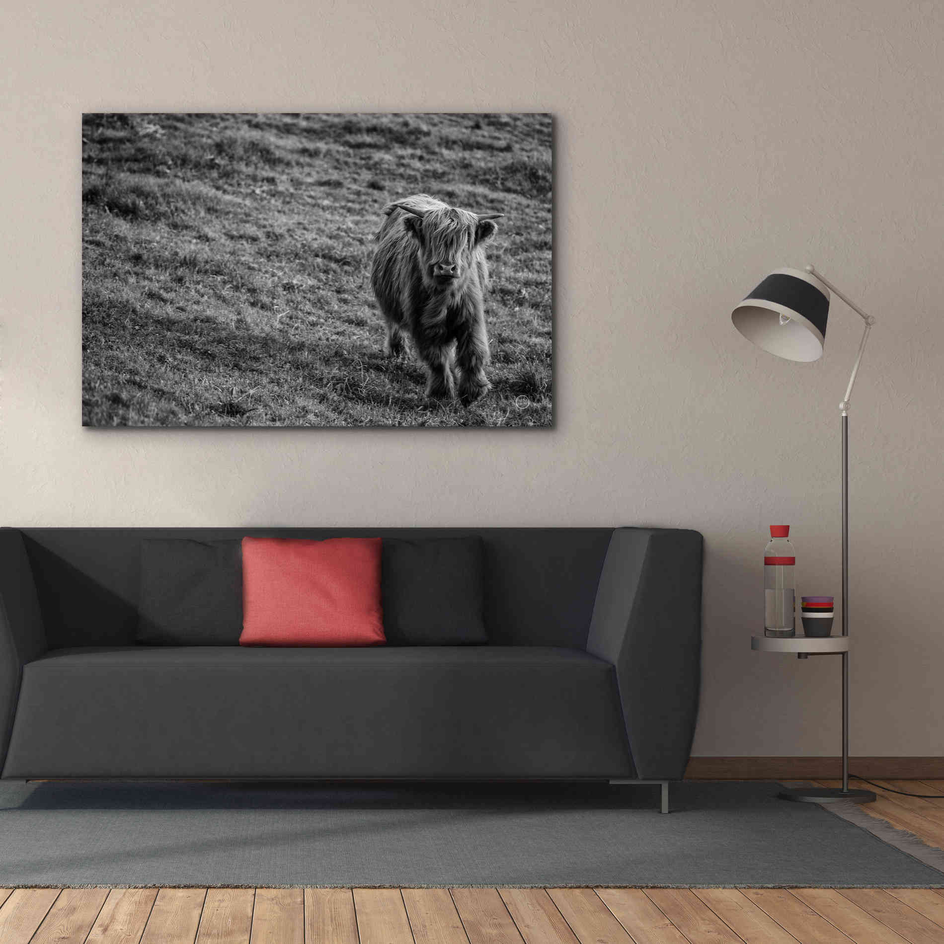 'Highland Cow Calf in the Wind' by Nathan Larson, Canvas Wall Art,60 x 40