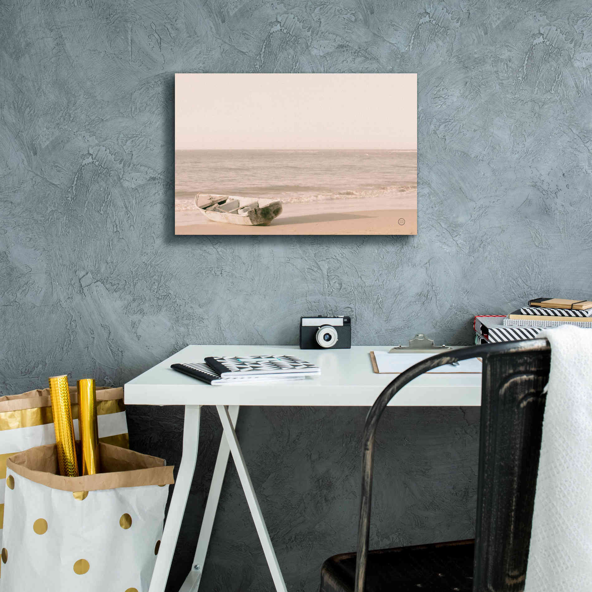 'Fishing Boat at Sunset' by Nathan Larson, Canvas Wall Art,18 x 12