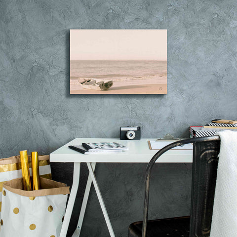 Image of 'Fishing Boat at Sunset' by Nathan Larson, Canvas Wall Art,18 x 12