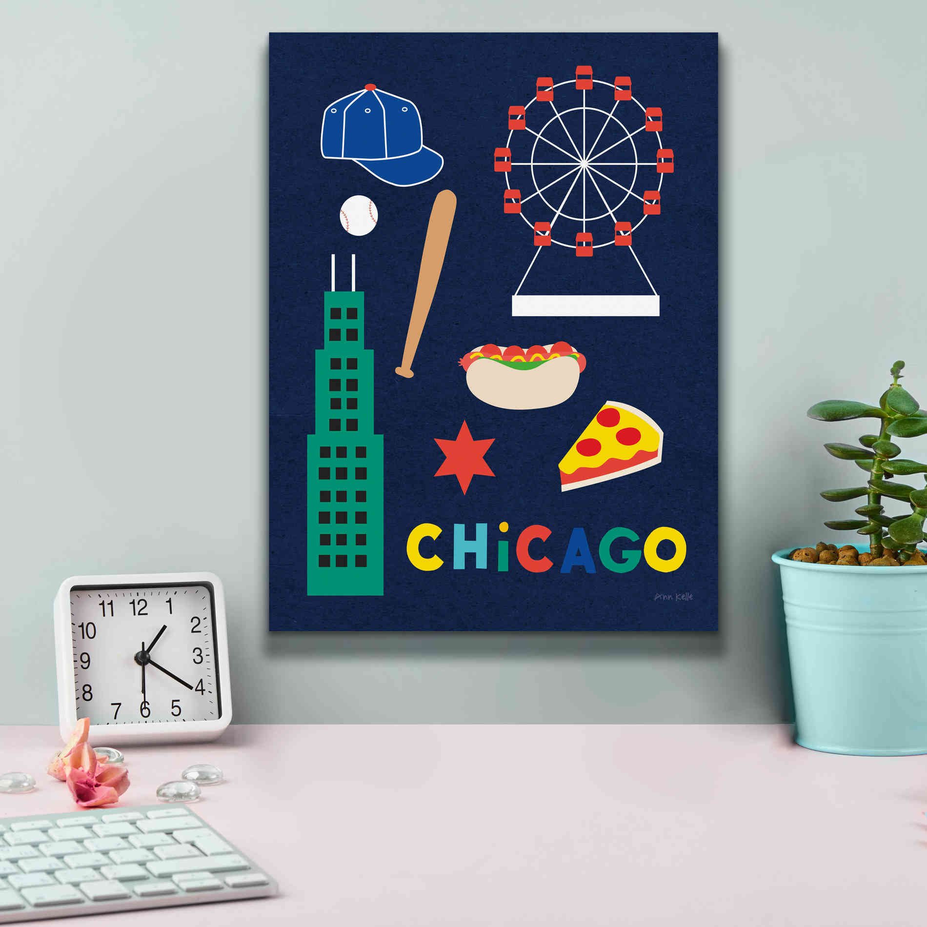 'City Fun Chicago' by Ann Kelle Designs, Canvas Wall Art,12 x 16