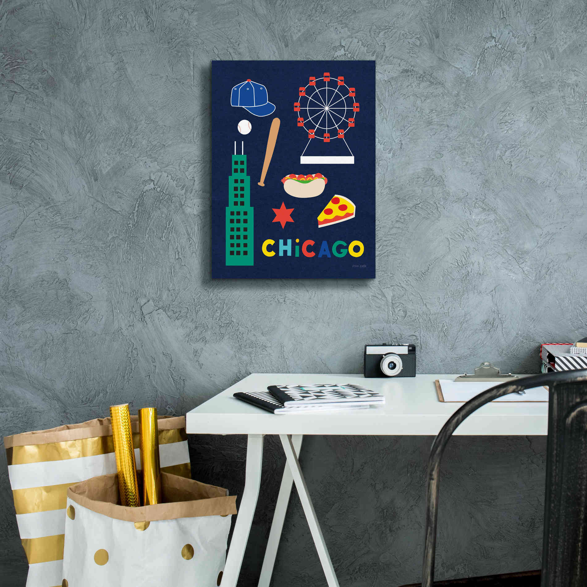 'City Fun Chicago' by Ann Kelle Designs, Canvas Wall Art,12 x 16