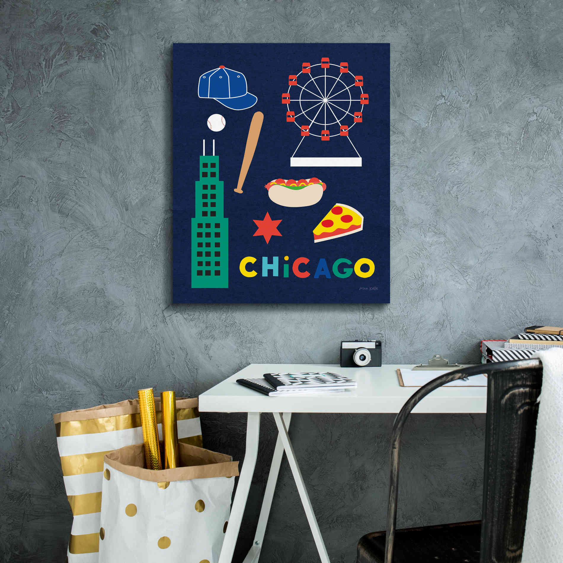 'City Fun Chicago' by Ann Kelle Designs, Canvas Wall Art,20 x 24