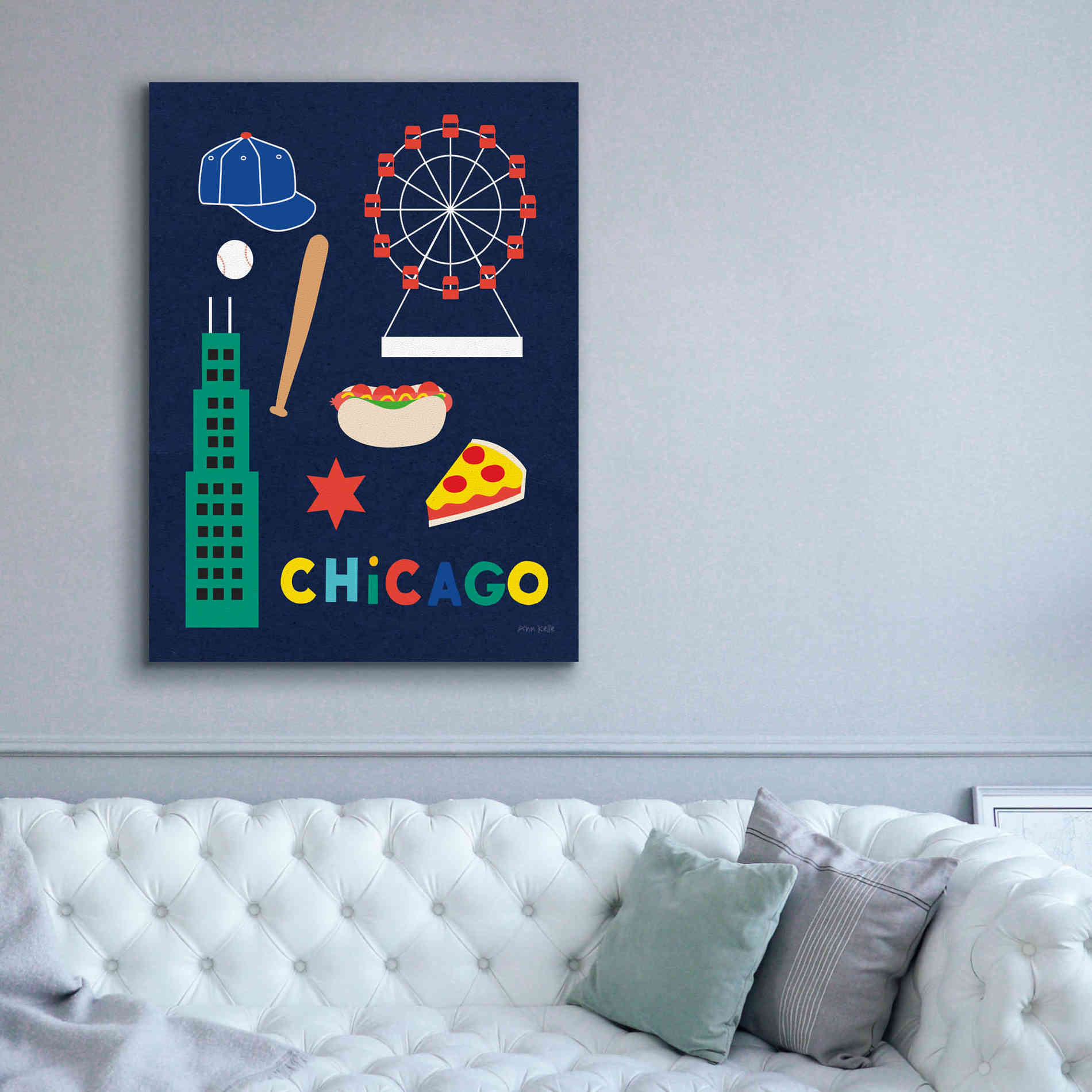 'City Fun Chicago' by Ann Kelle Designs, Canvas Wall Art,40 x 54