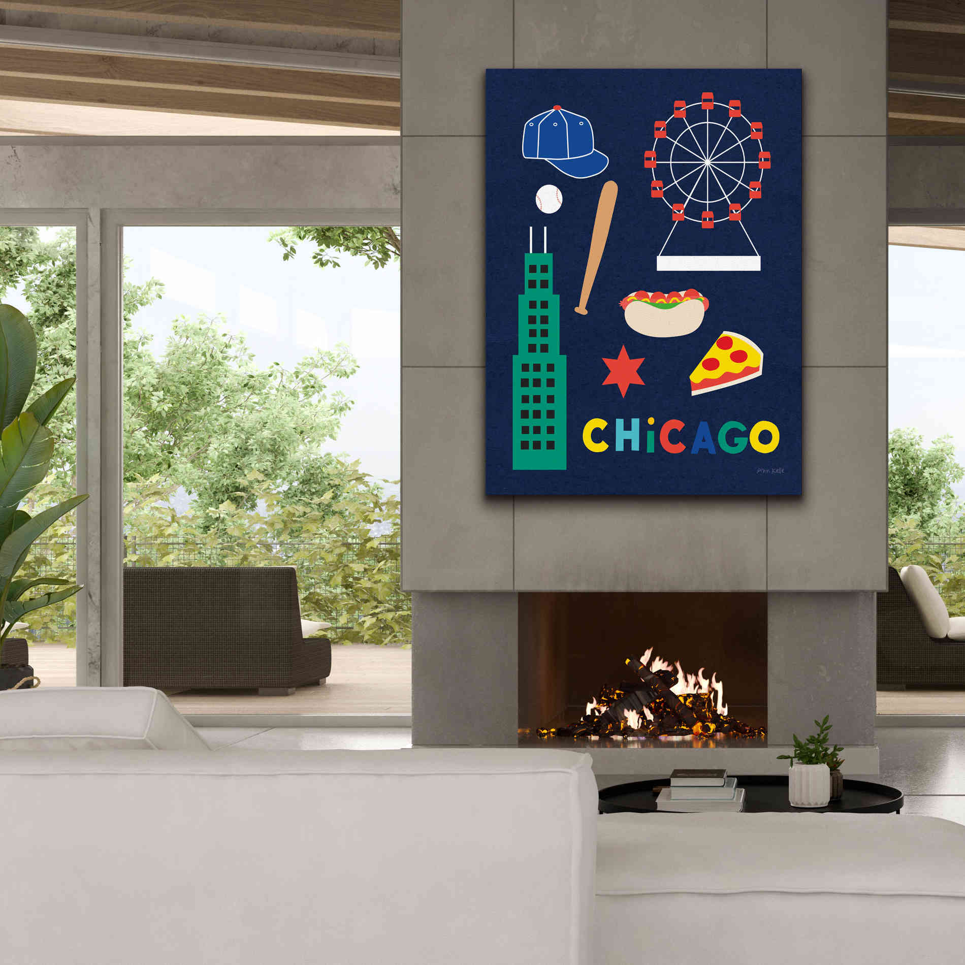 'City Fun Chicago' by Ann Kelle Designs, Canvas Wall Art,40 x 54