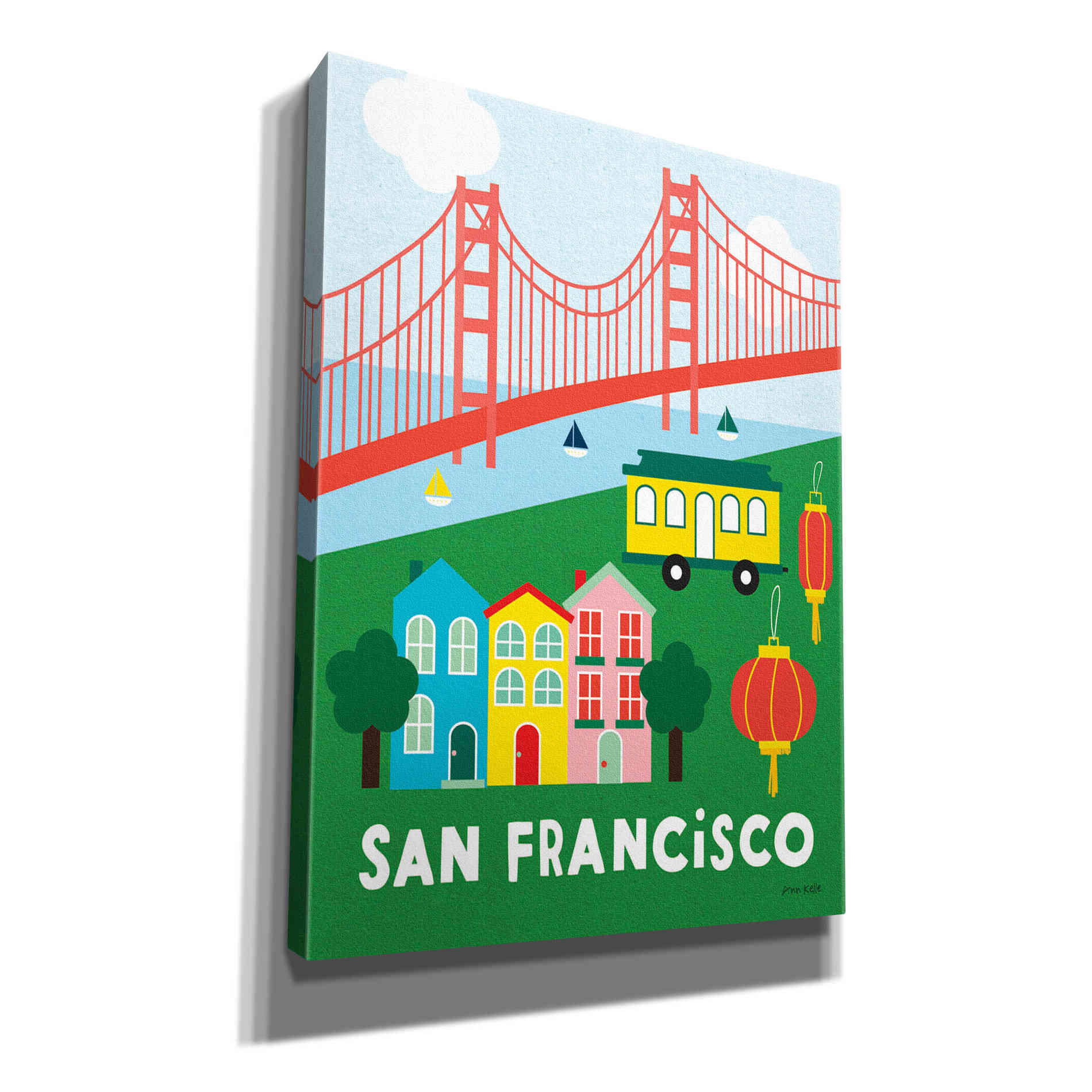 'City Fun San Francisco' by Ann Kelle Designs, Canvas Wall Art,12x16x1.1x0,20x24x1.1x0,26x30x1.74x0,40x54x1.74x0