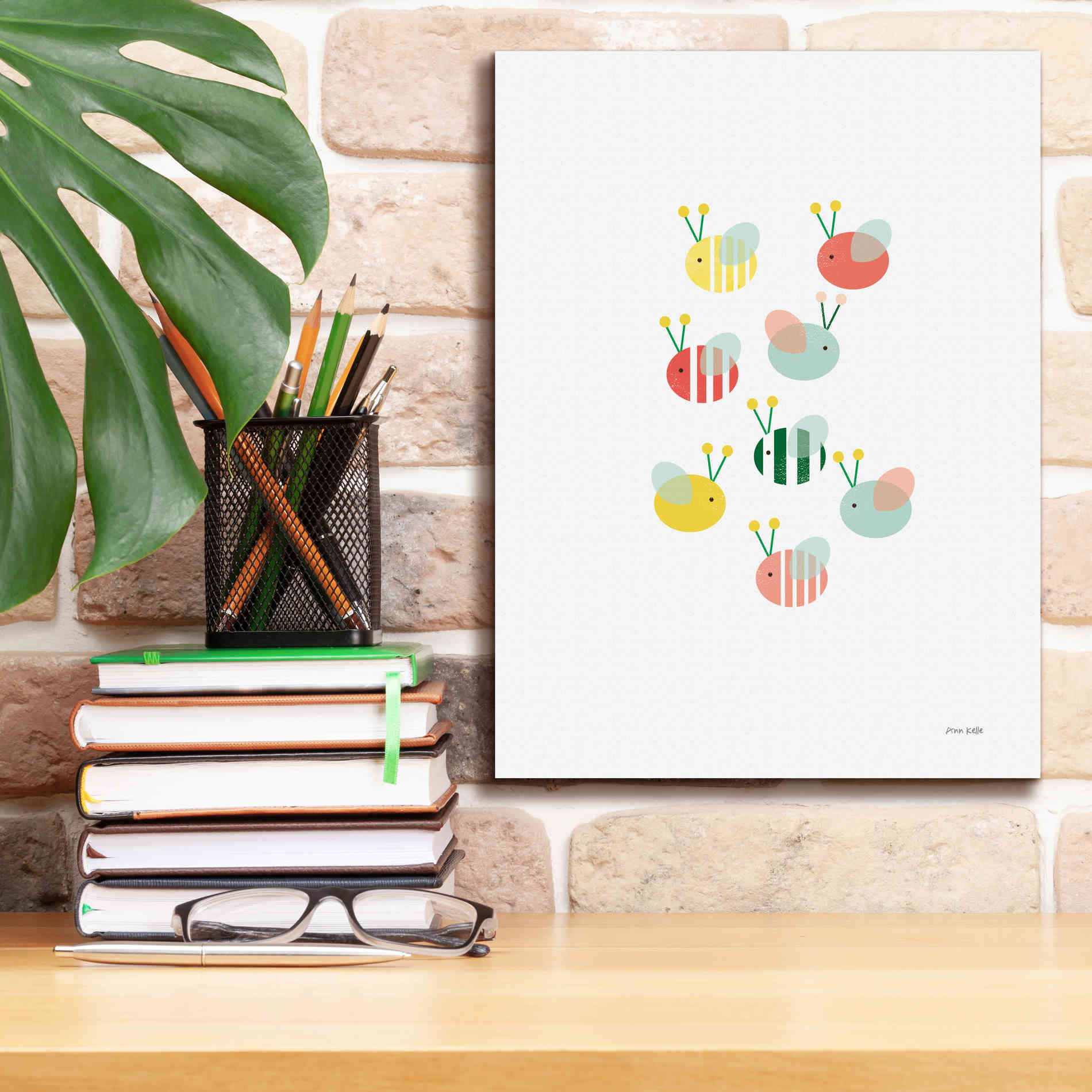 'Bumblebee Friends' by Ann Kelle Designs, Canvas Wall Art,12 x 16