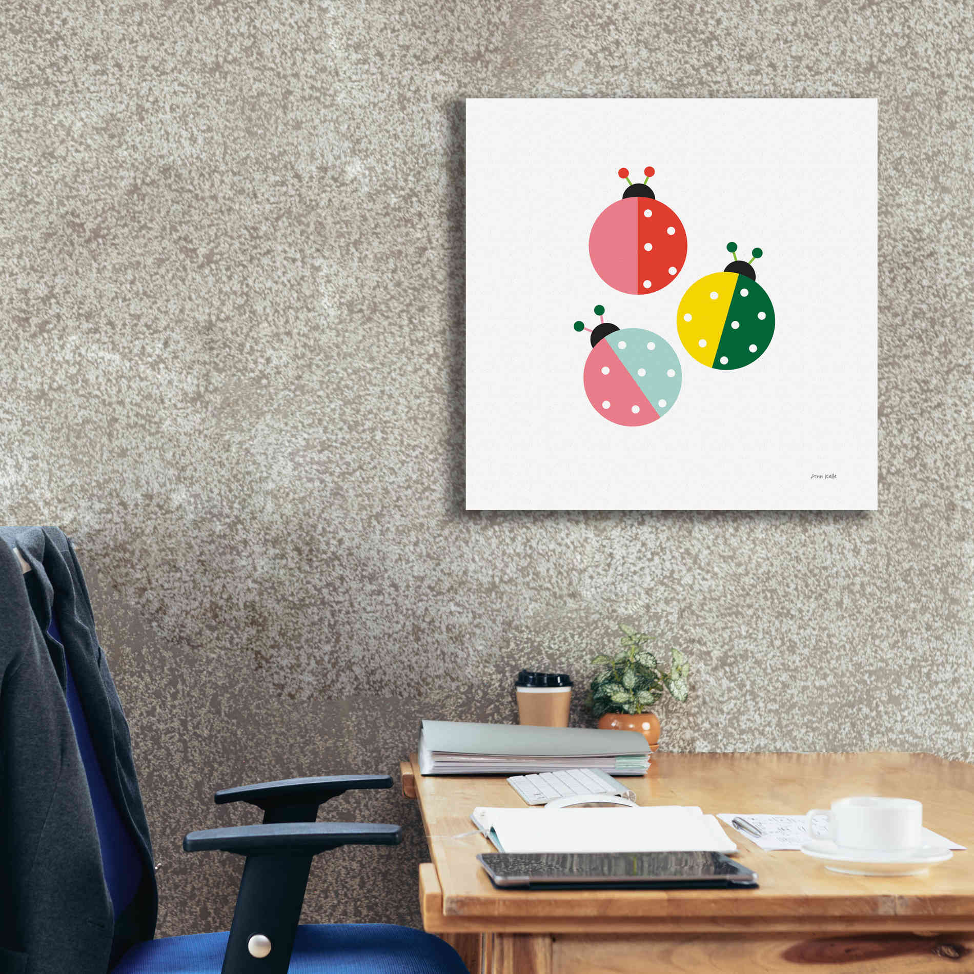 'Ladybugs Three' by Ann Kelle Designs, Canvas Wall Art,26 x 26