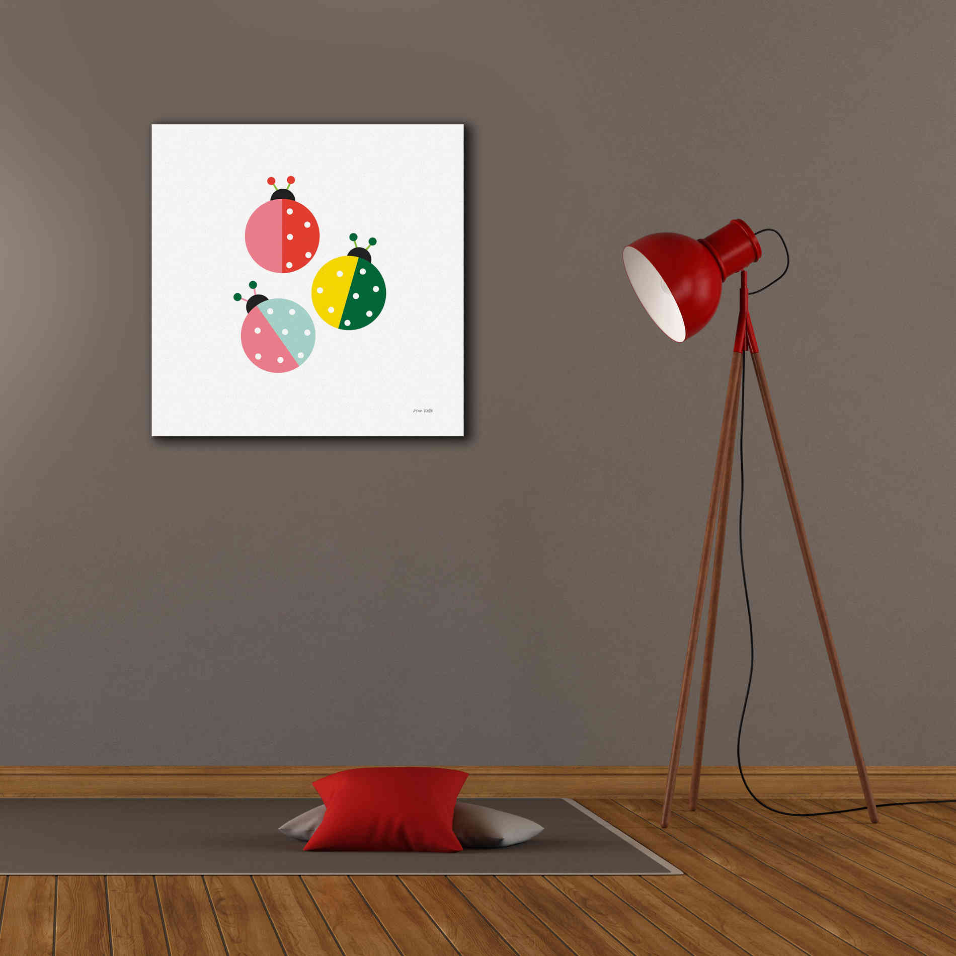 'Ladybugs Three' by Ann Kelle Designs, Canvas Wall Art,26 x 26
