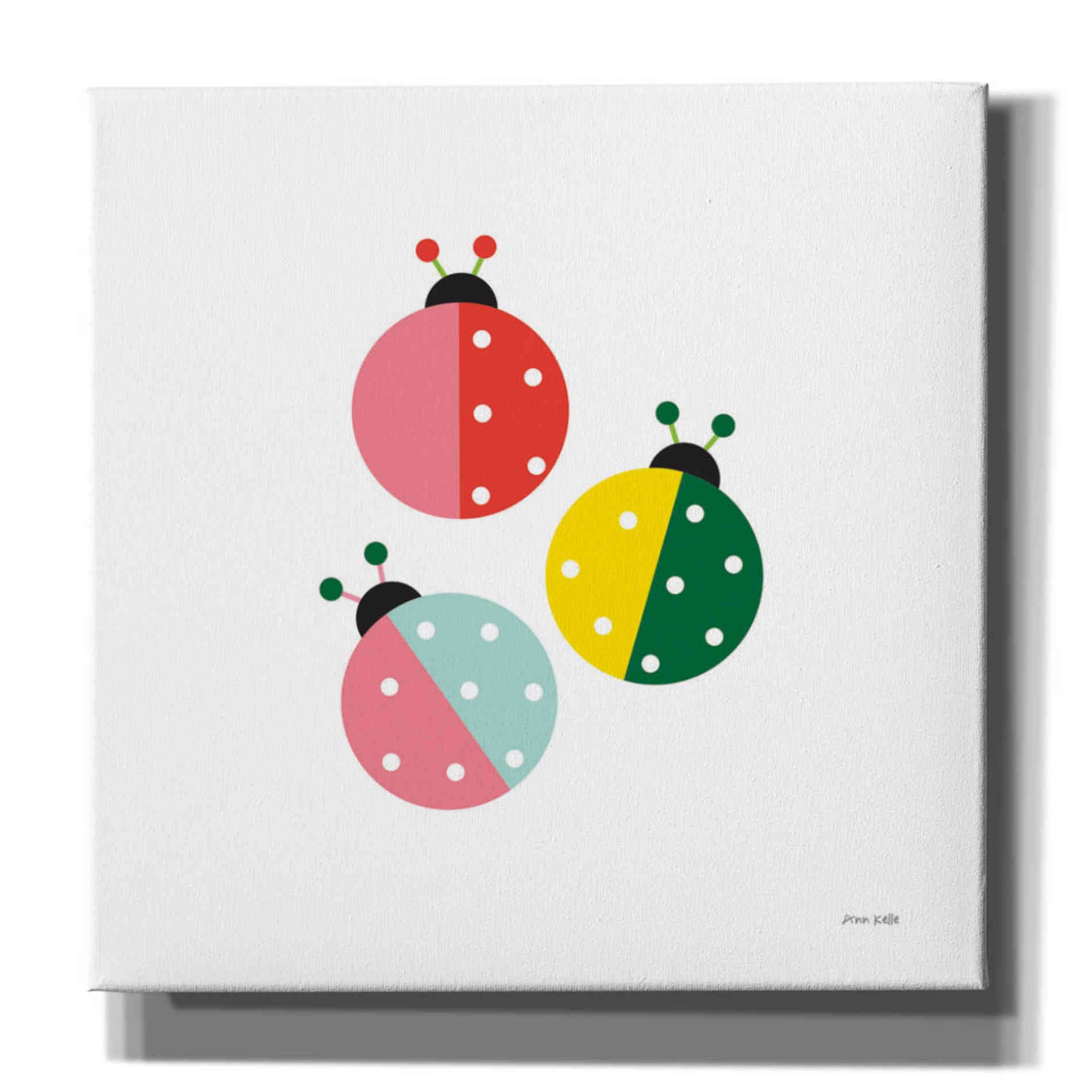 'Ladybugs Three' by Ann Kelle Designs, Canvas Wall Art,12x12x1.1x0,18x18x1.1x0,26x26x1.74x0,37x37x1.74x0