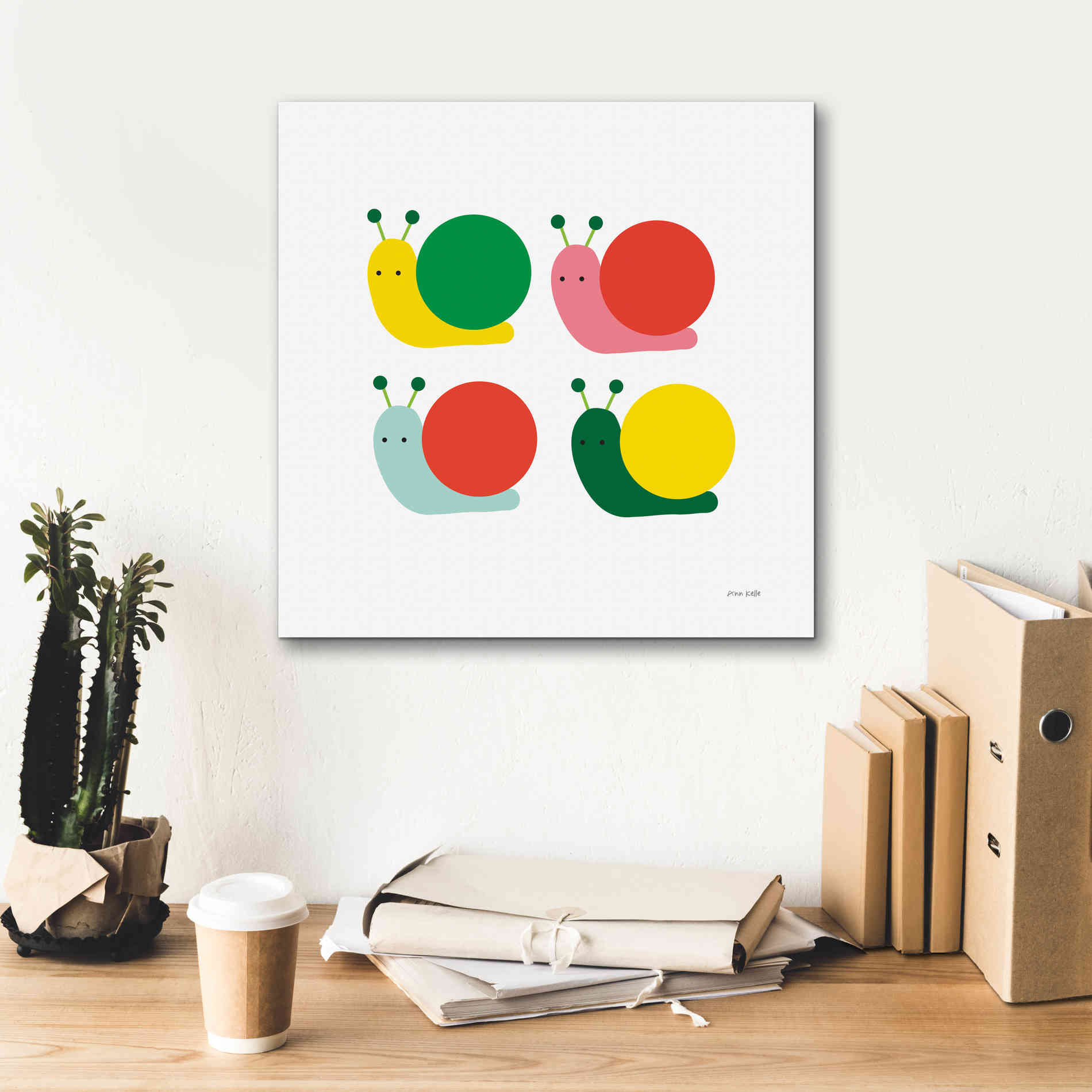 'Snails Four' by Ann Kelle Designs, Canvas Wall Art,18 x 18