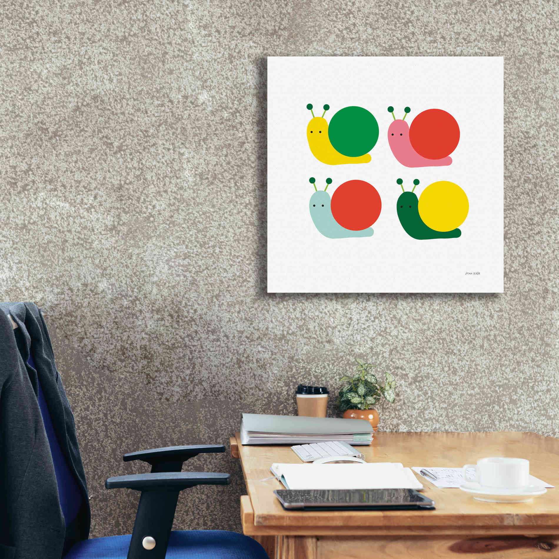 'Snails Four' by Ann Kelle Designs, Canvas Wall Art,26 x 26