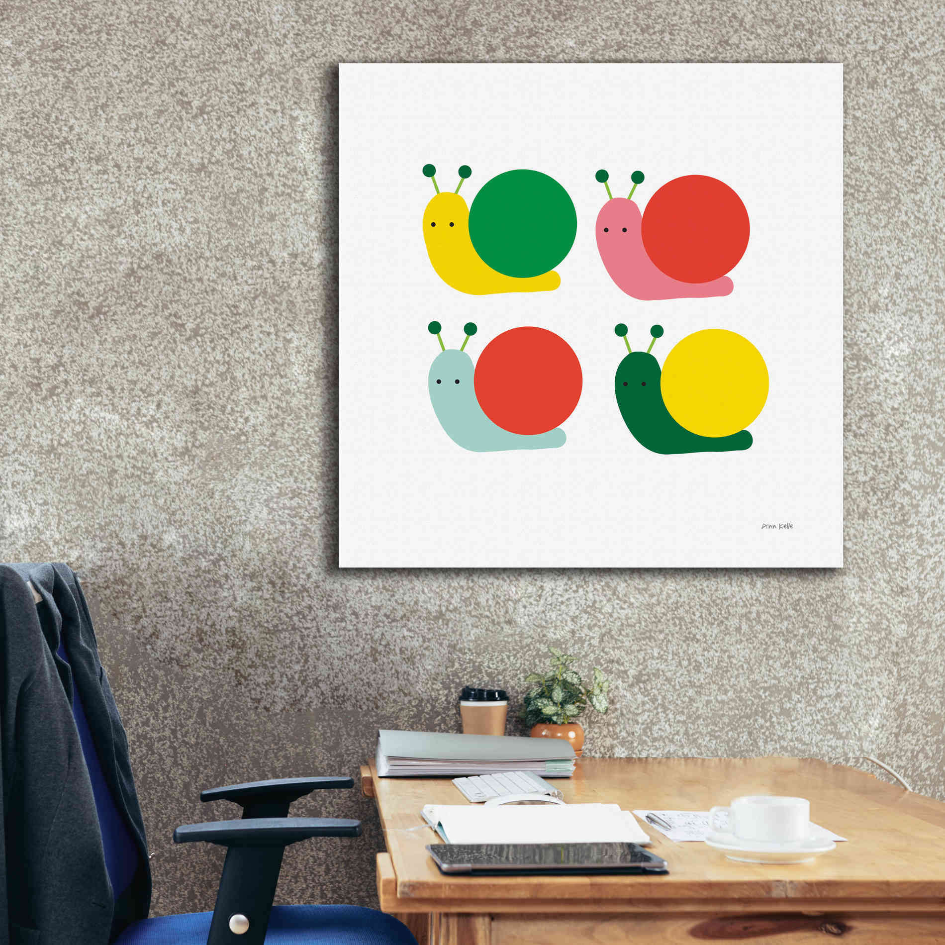 'Snails Four' by Ann Kelle Designs, Canvas Wall Art,37 x 37