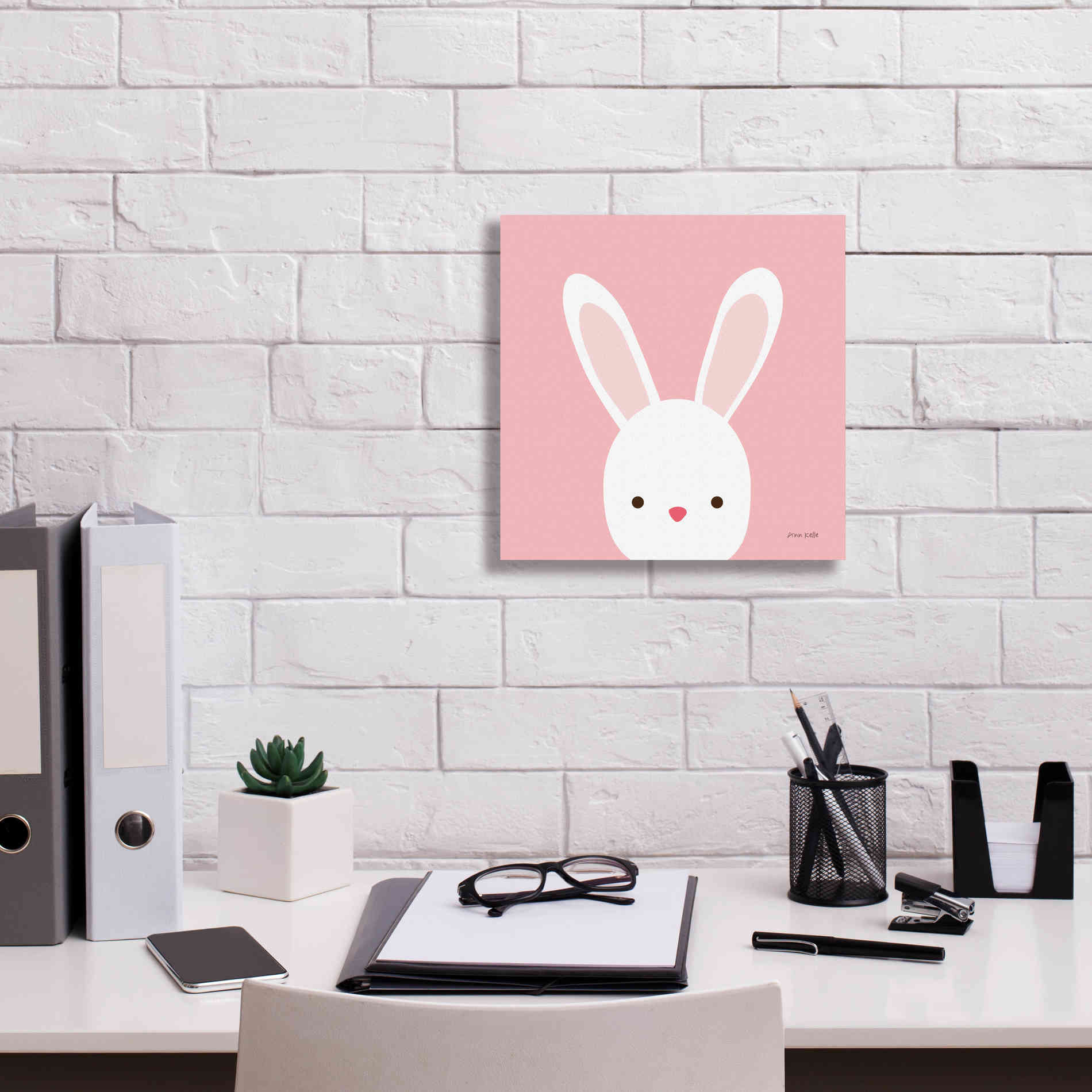 'Cuddly Bunny' by Ann Kelle Designs, Canvas Wall Art,12 x 12