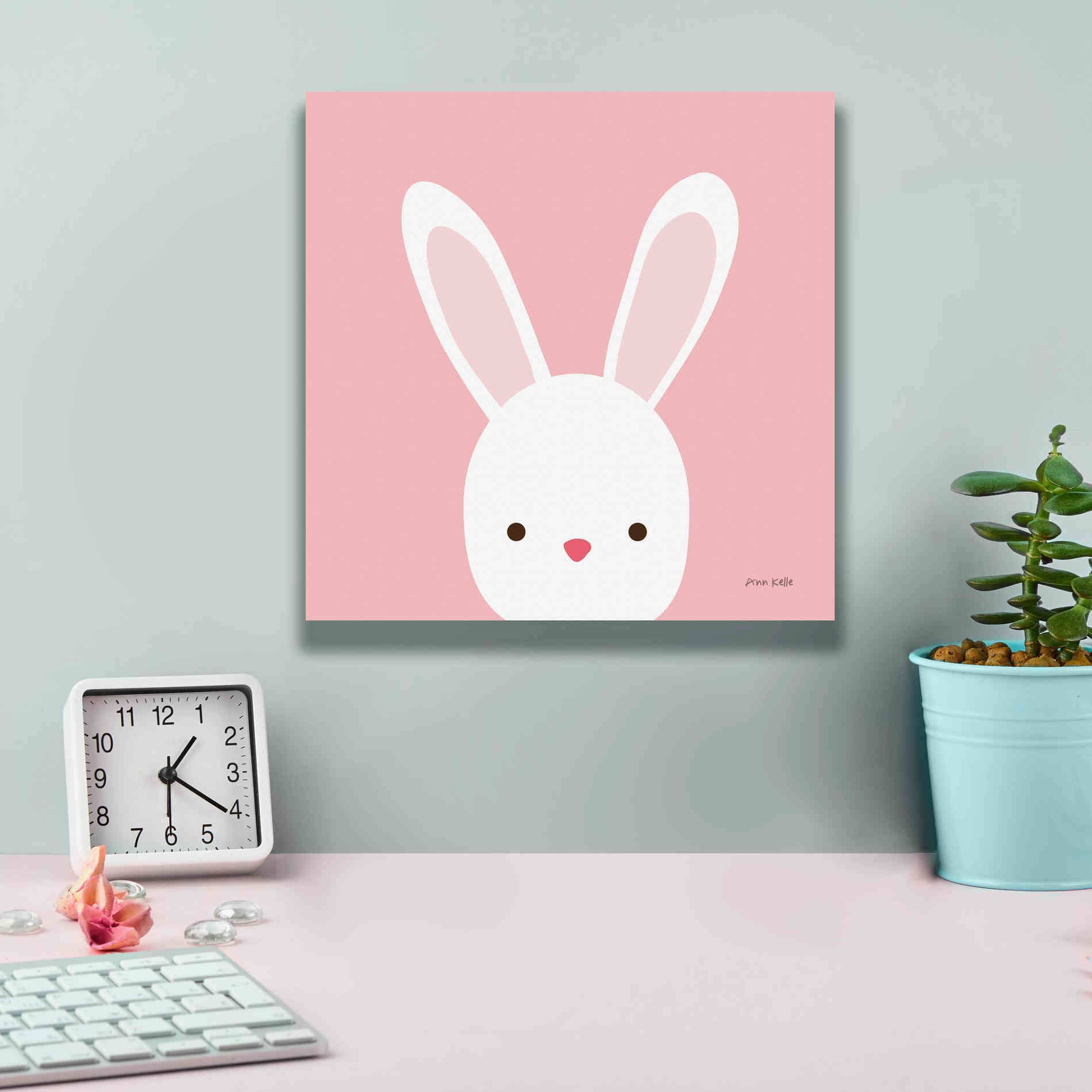 'Cuddly Bunny' by Ann Kelle Designs, Canvas Wall Art,12 x 12
