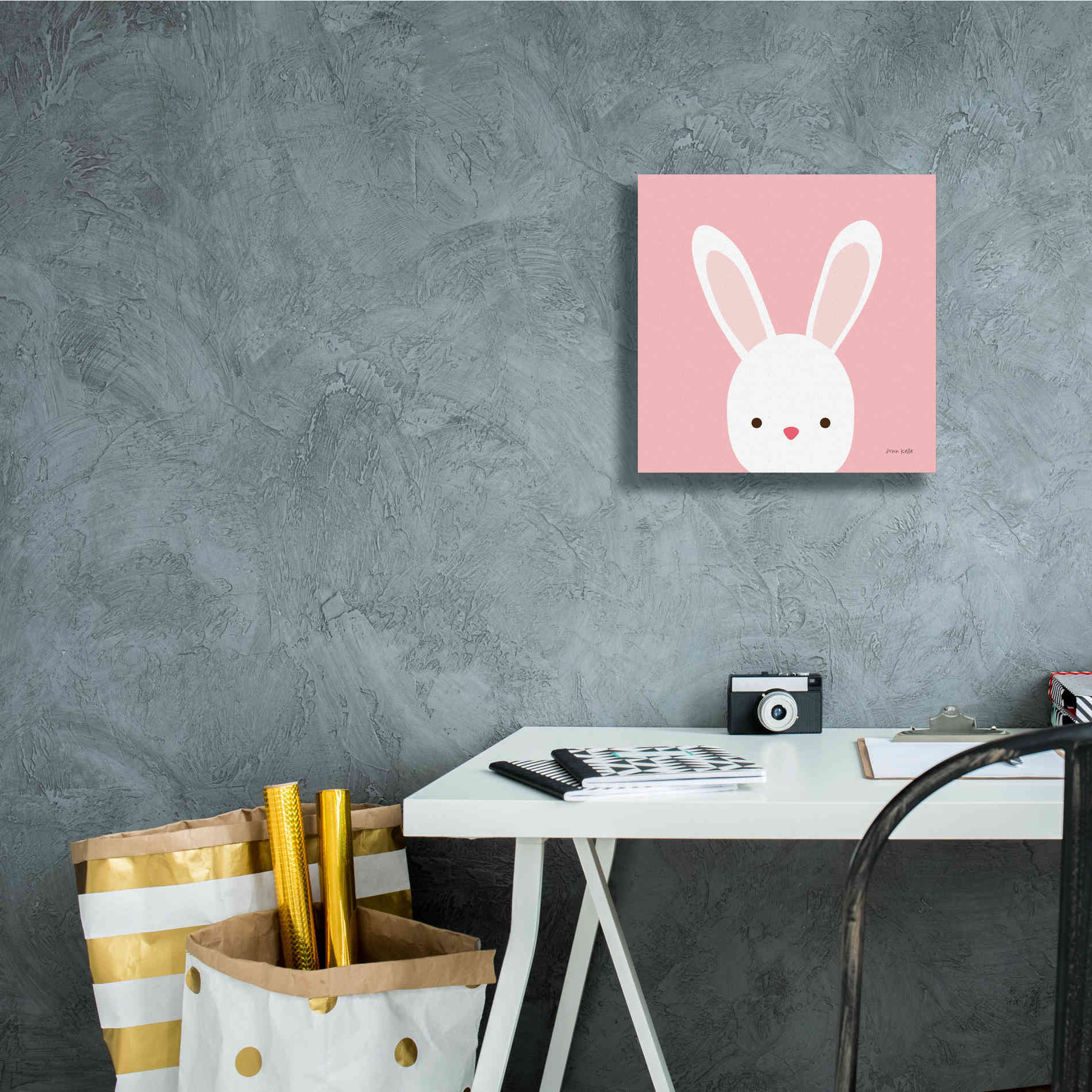 'Cuddly Bunny' by Ann Kelle Designs, Canvas Wall Art,12 x 12