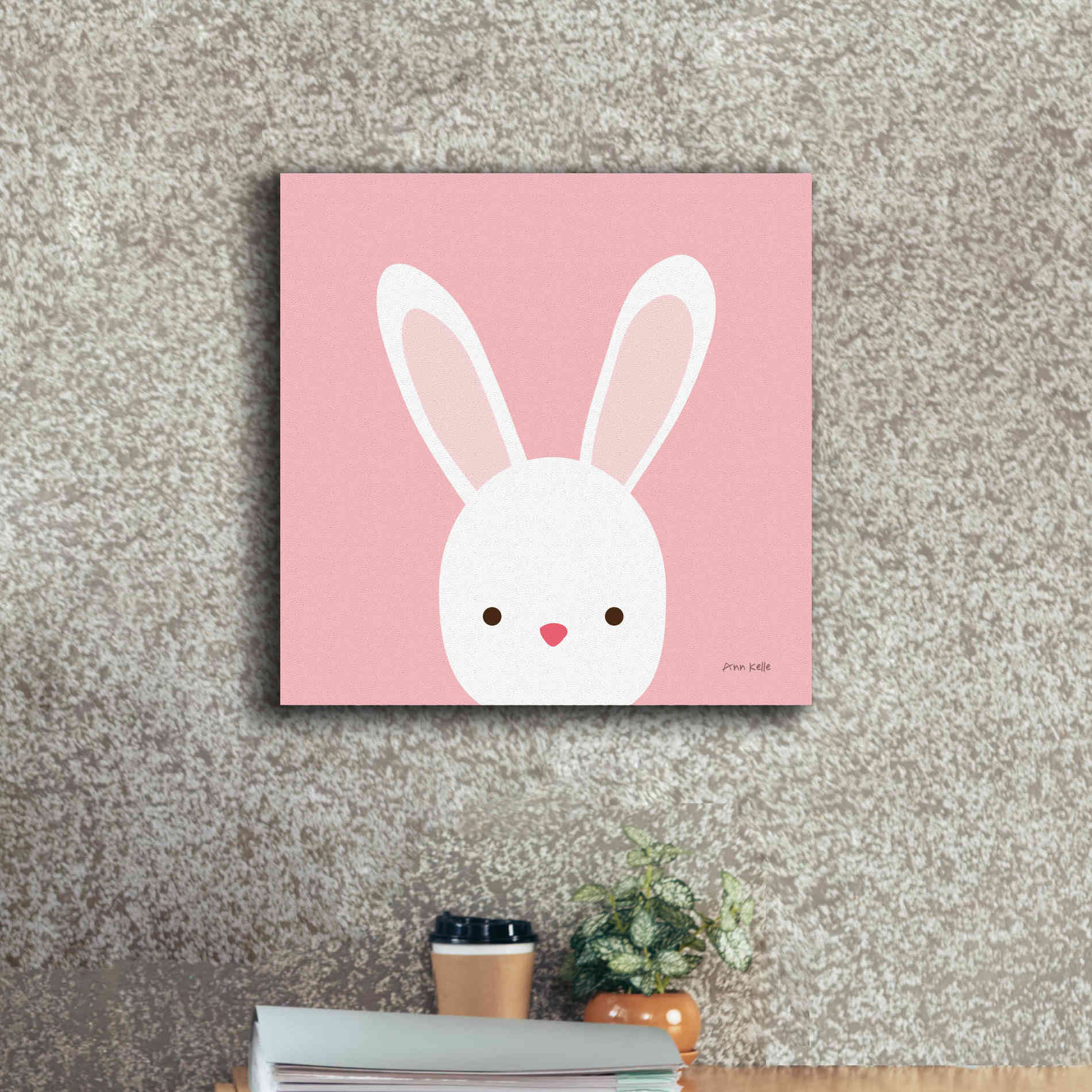 'Cuddly Bunny' by Ann Kelle Designs, Canvas Wall Art,18 x 18