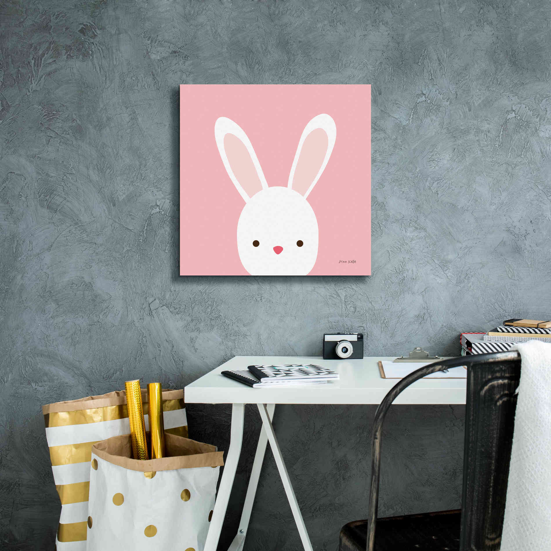 'Cuddly Bunny' by Ann Kelle Designs, Canvas Wall Art,18 x 18
