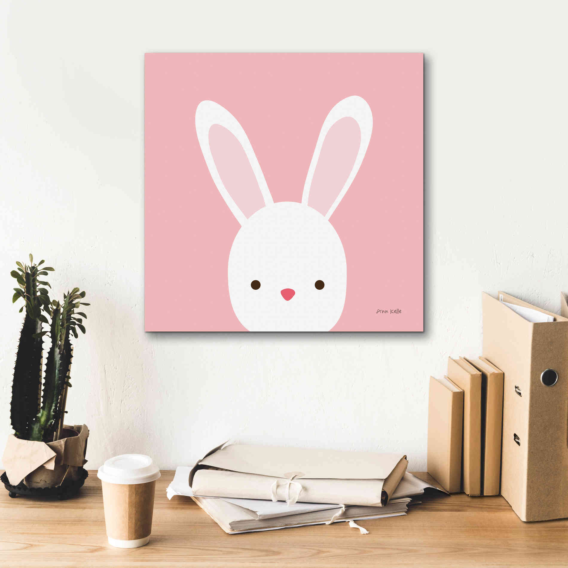 'Cuddly Bunny' by Ann Kelle Designs, Canvas Wall Art,18 x 18